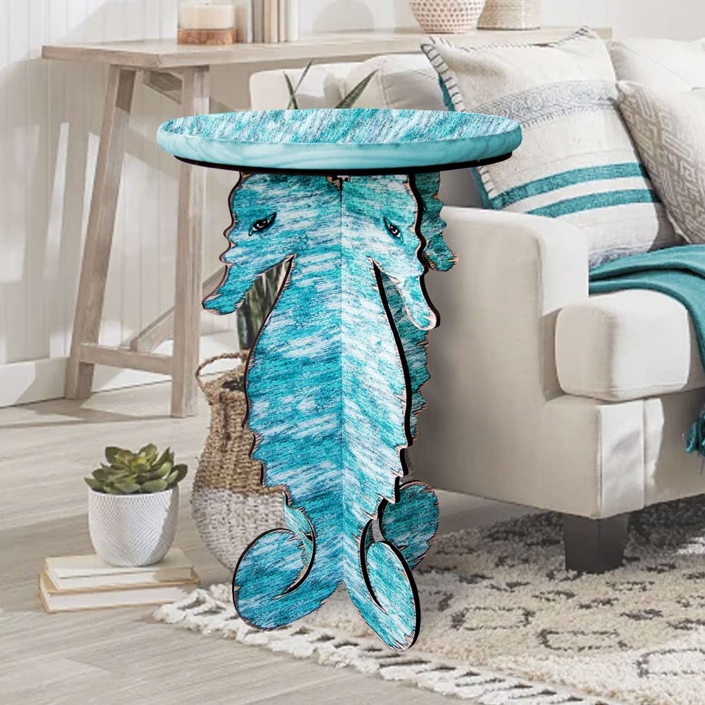 Seahorses Coastal Wooden Side Table Folded by G. DeBrekht - Coastal Sea-Life Decor - G99991-1
