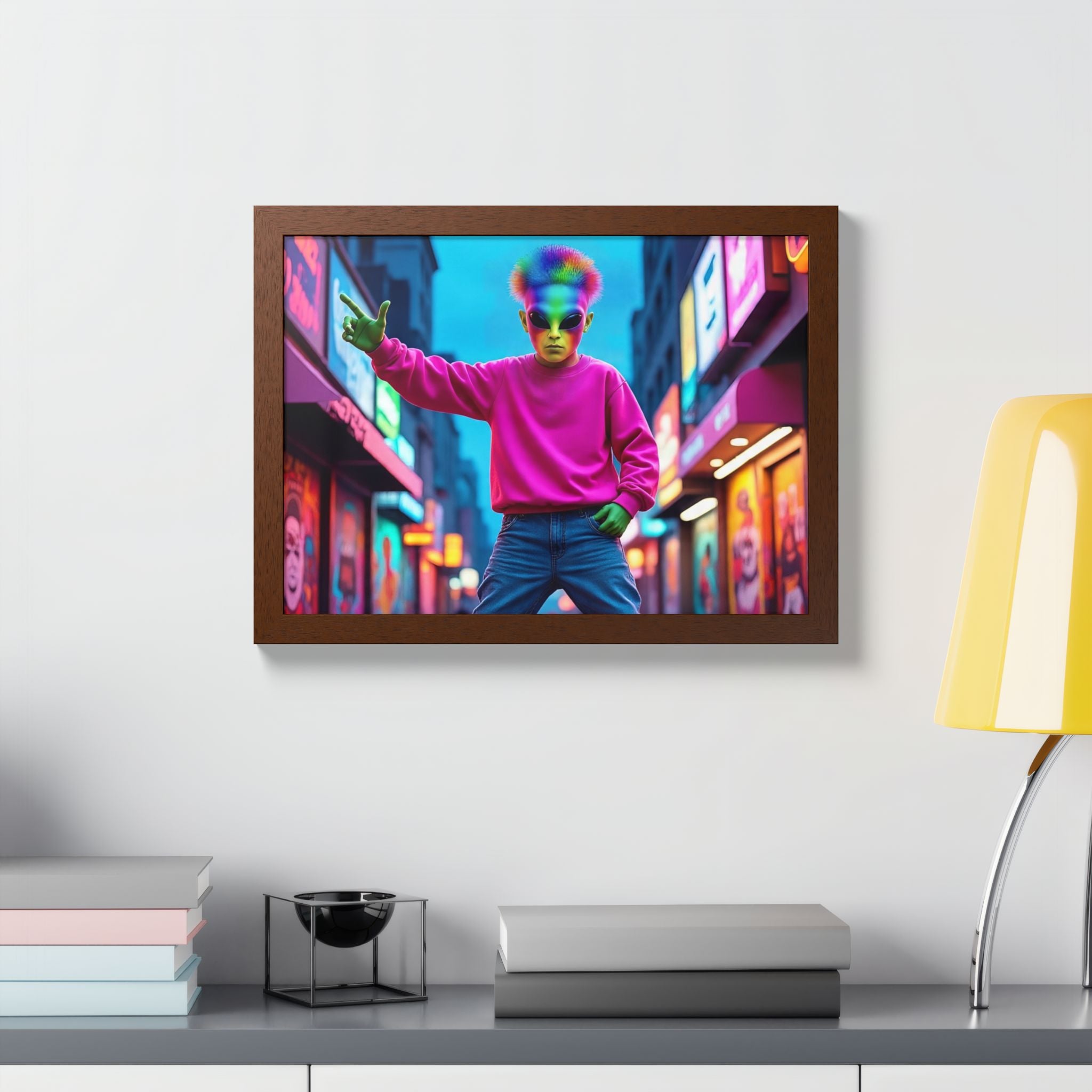 Vibrant Framed Poster, Colorful Wall Art for Home Décor, Funky Room Decoration, Unique Gift for Art Lovers, Retro Vibes, Pop Culture