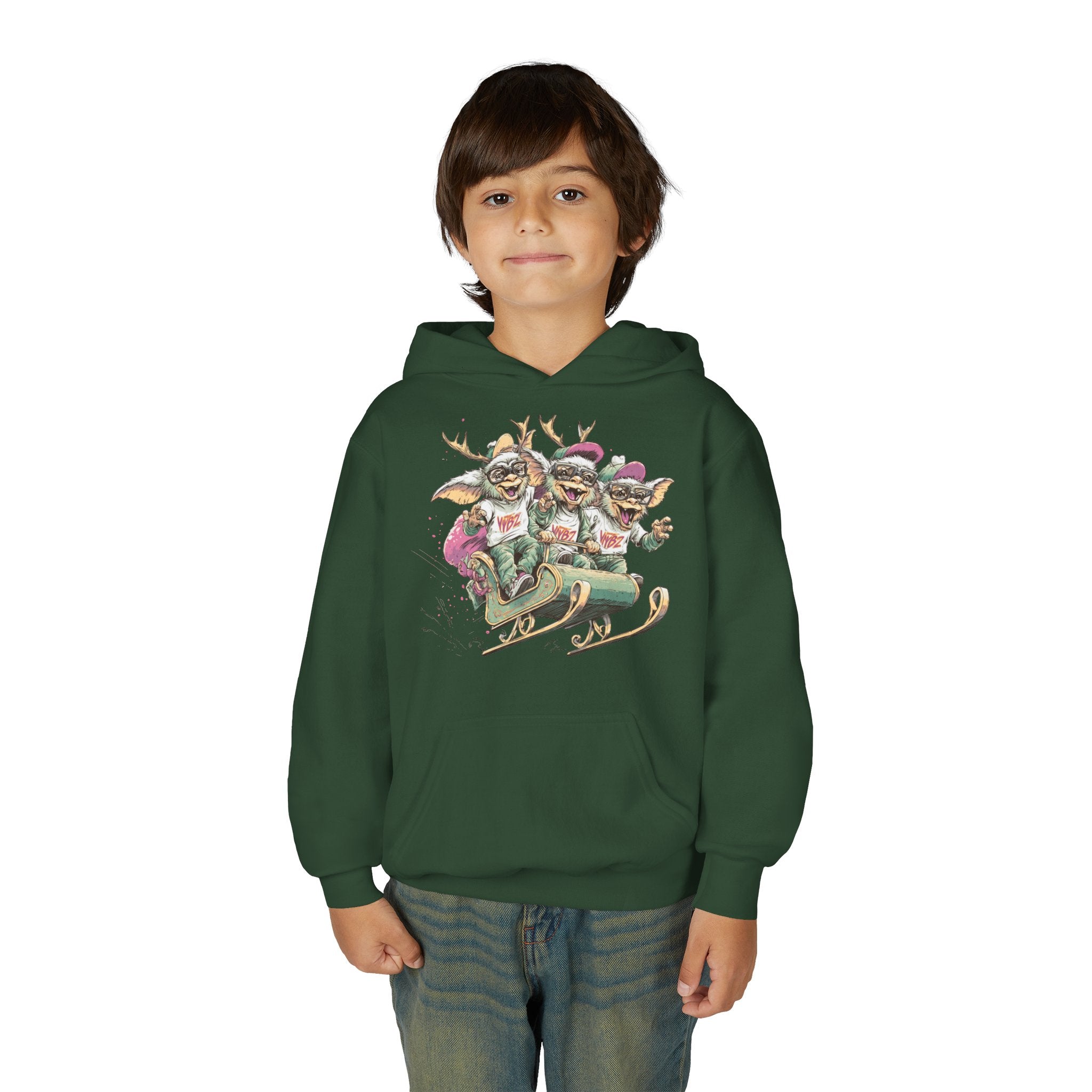 Youth Christmas Grinches in Santa's Sleigh Hoodie