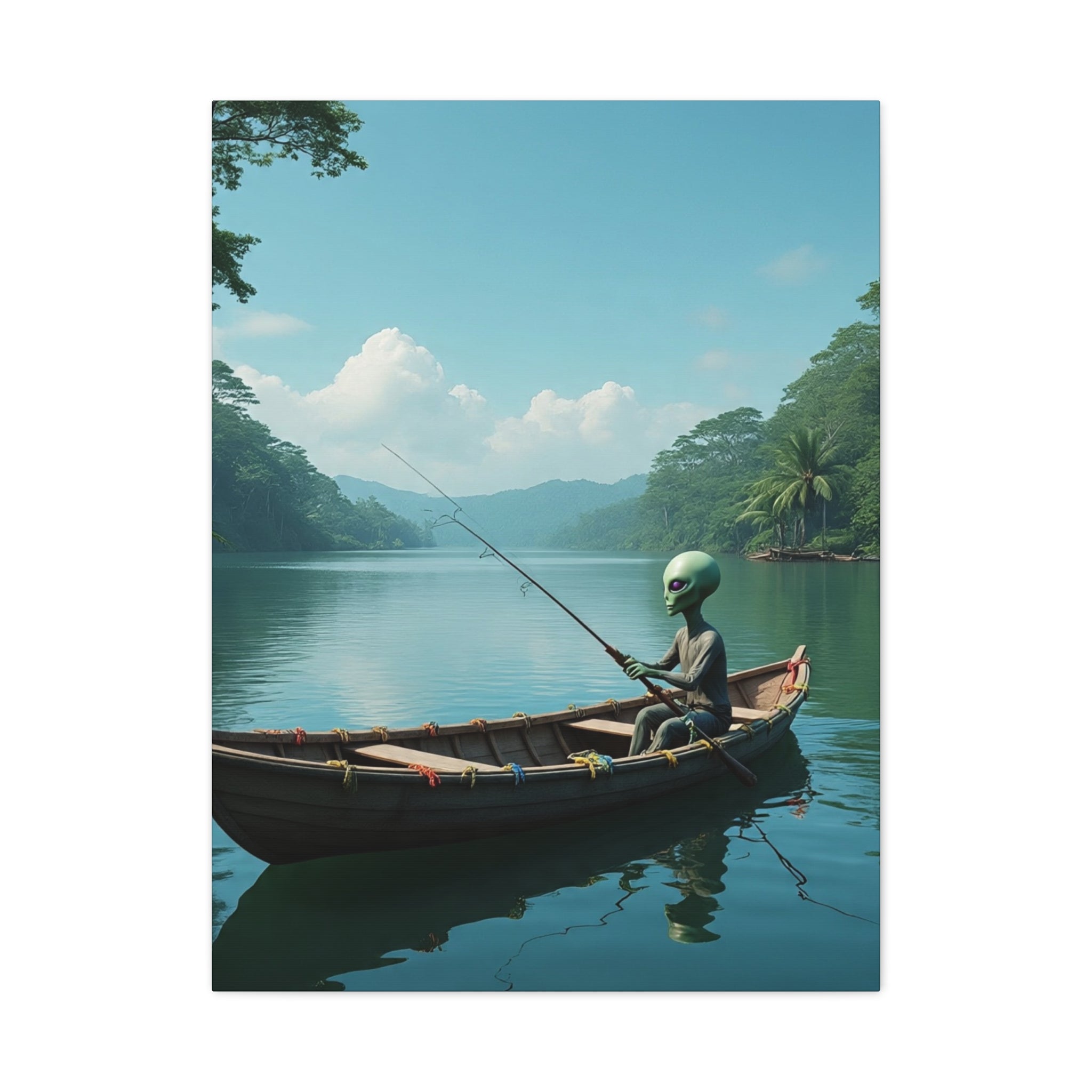 Alien Fishing Canvas Art