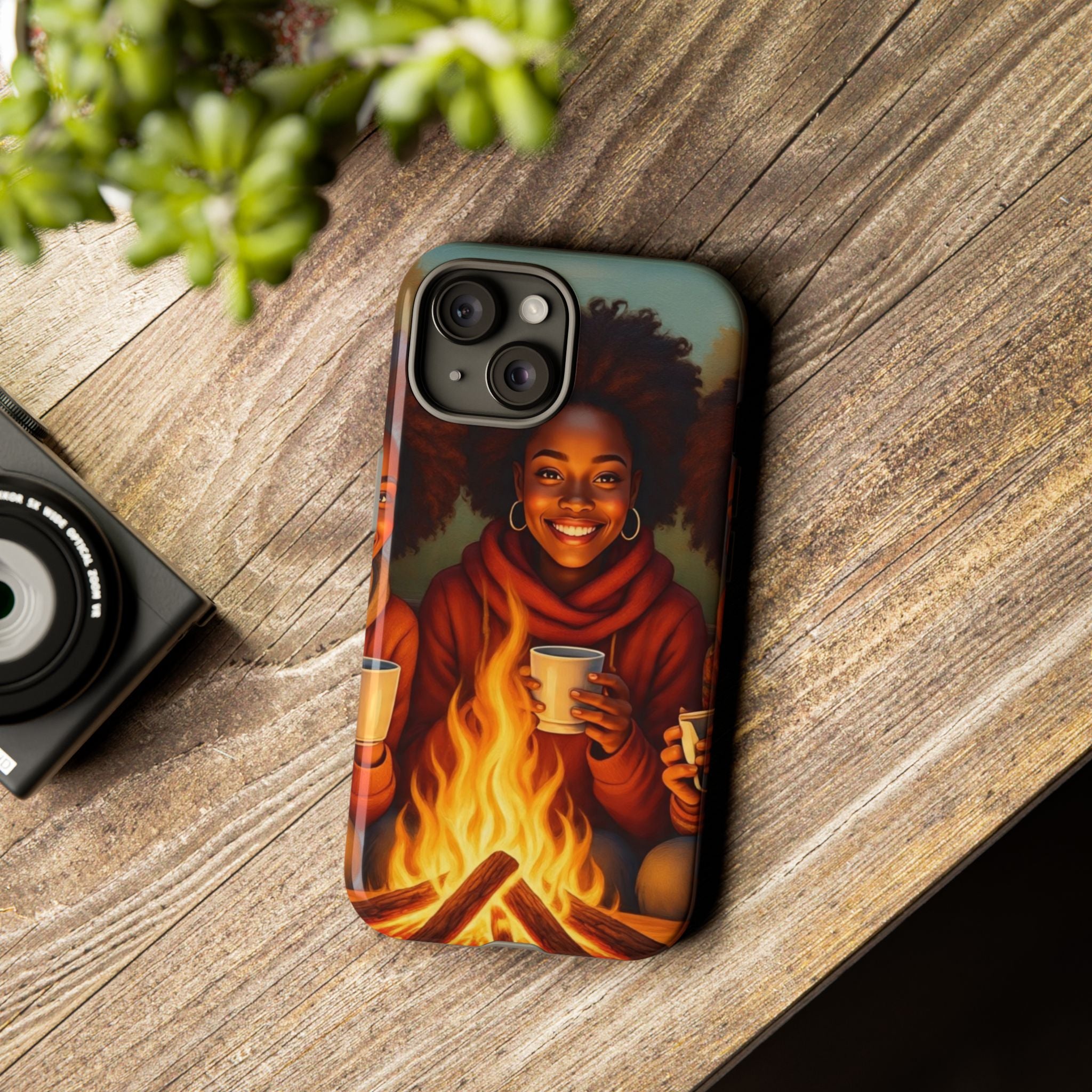 Cozy Phone Case for Campfire Lovers, Tough Cases with Inspirational Design, Perfect Gift for Friends, Birthday Present, Nature Vibe