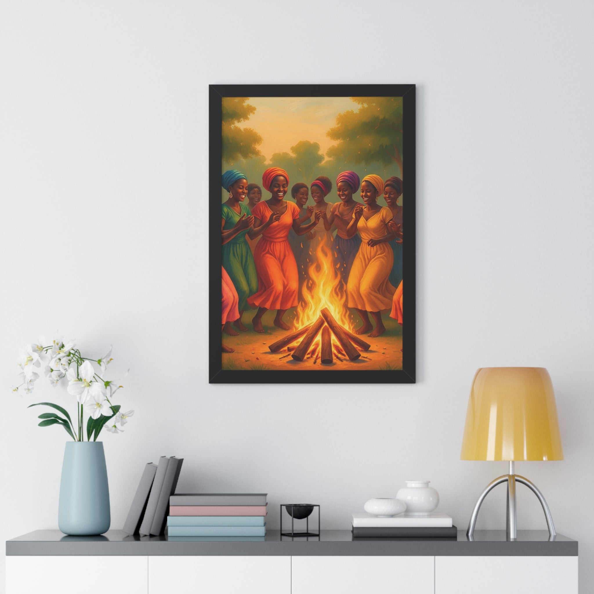African Women Dance Bonfire Poster