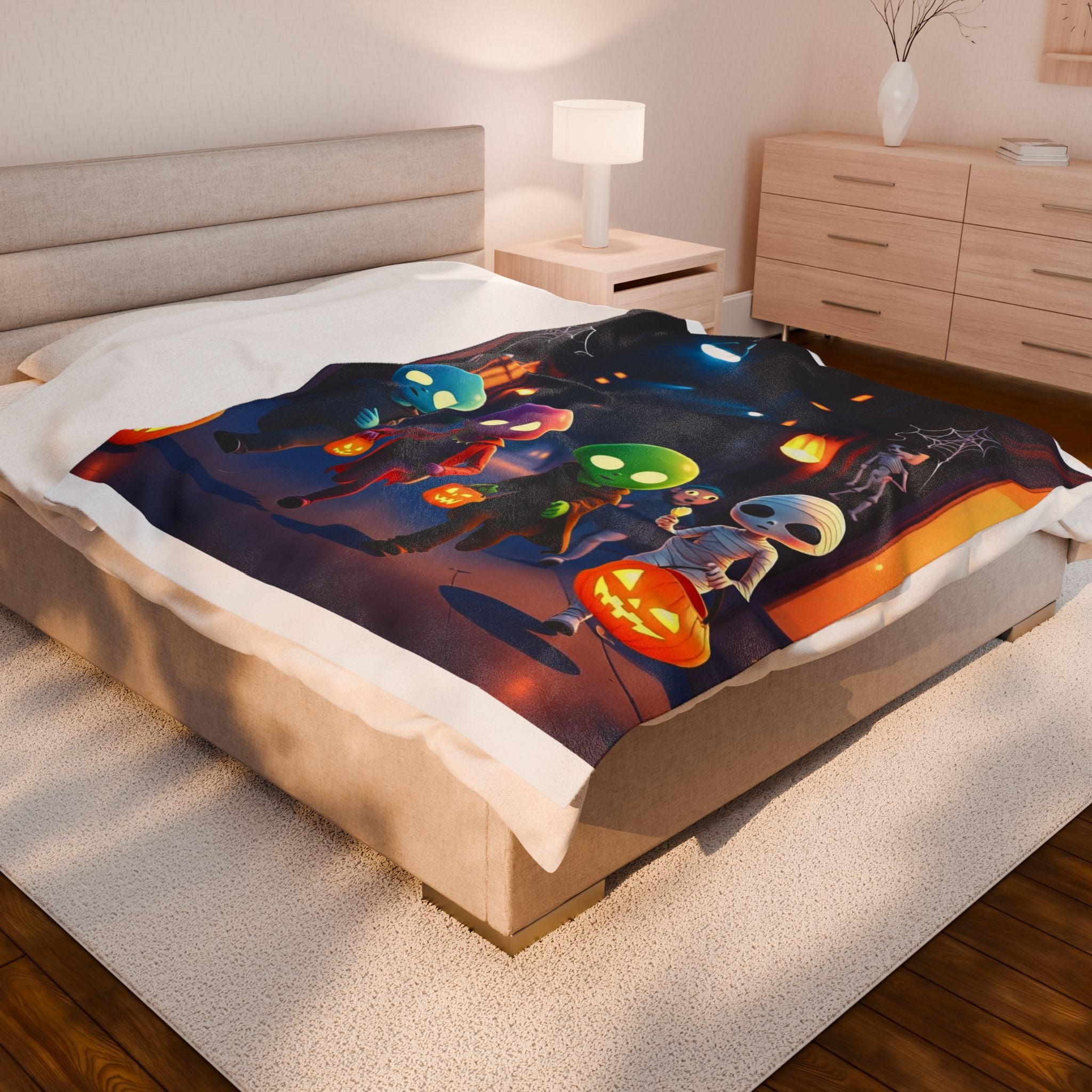 Aliens Trick or Treating Velveteen Plush Blanket