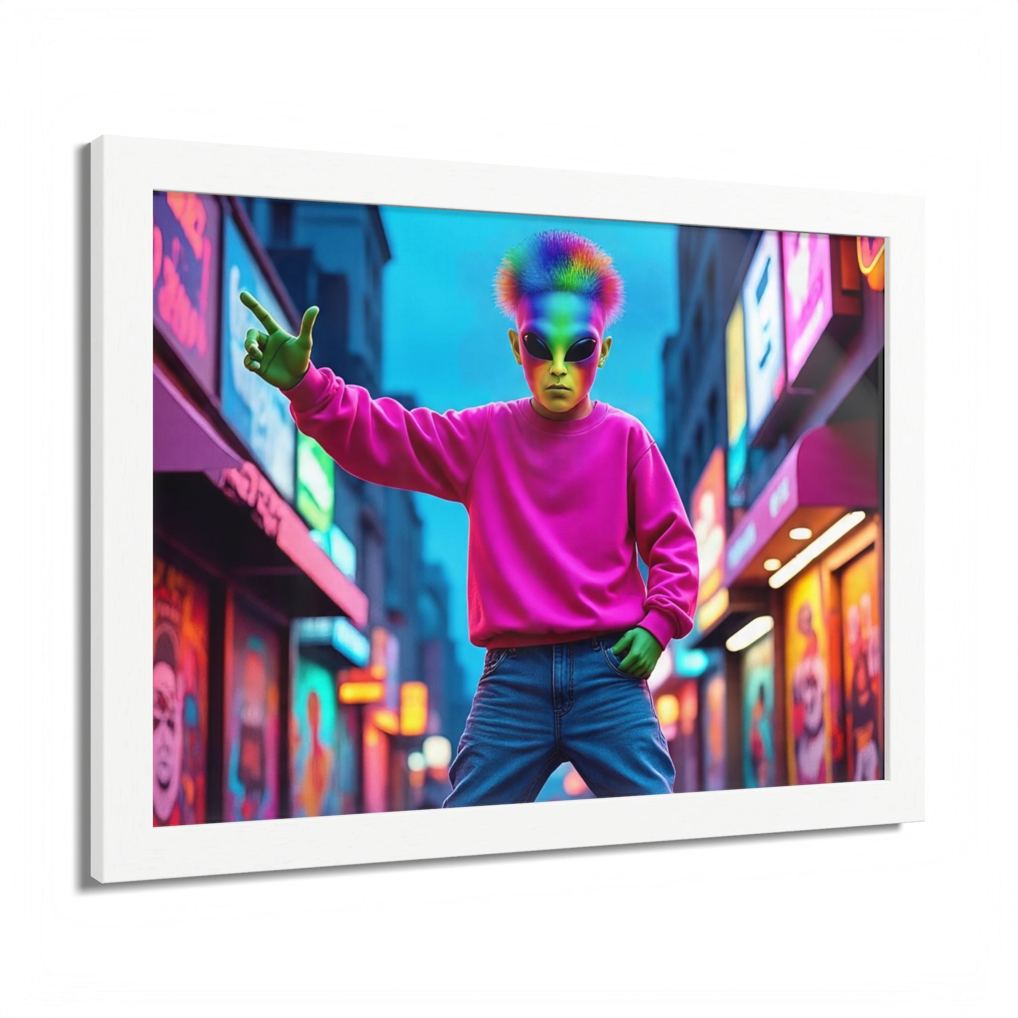 Vibrant Framed Poster, Colorful Wall Art for Home Décor, Funky Room Decoration, Unique Gift for Art Lovers, Retro Vibes, Pop Culture