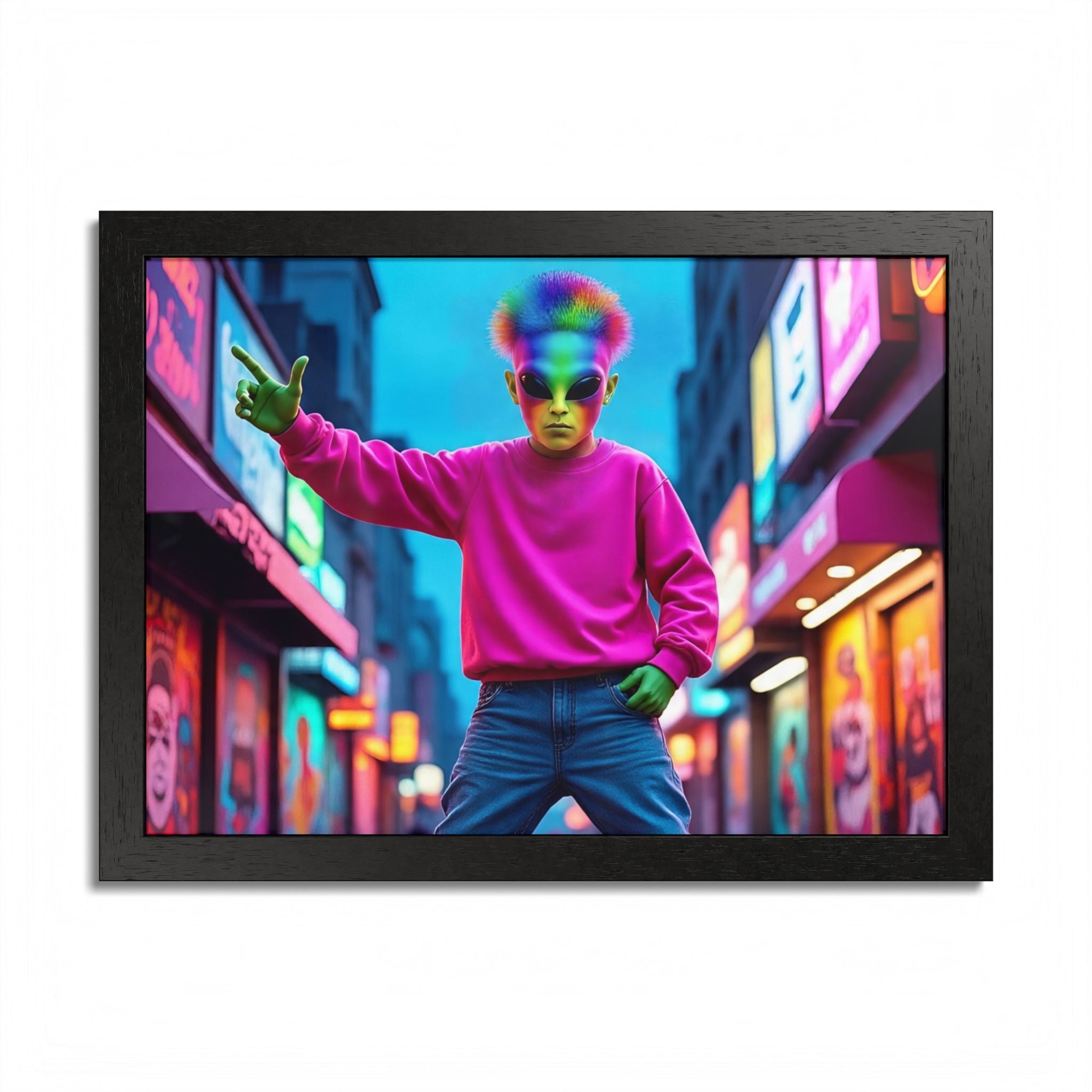 Vibrant Framed Poster, Colorful Wall Art for Home Décor, Funky Room Decoration, Unique Gift for Art Lovers, Retro Vibes, Pop Culture