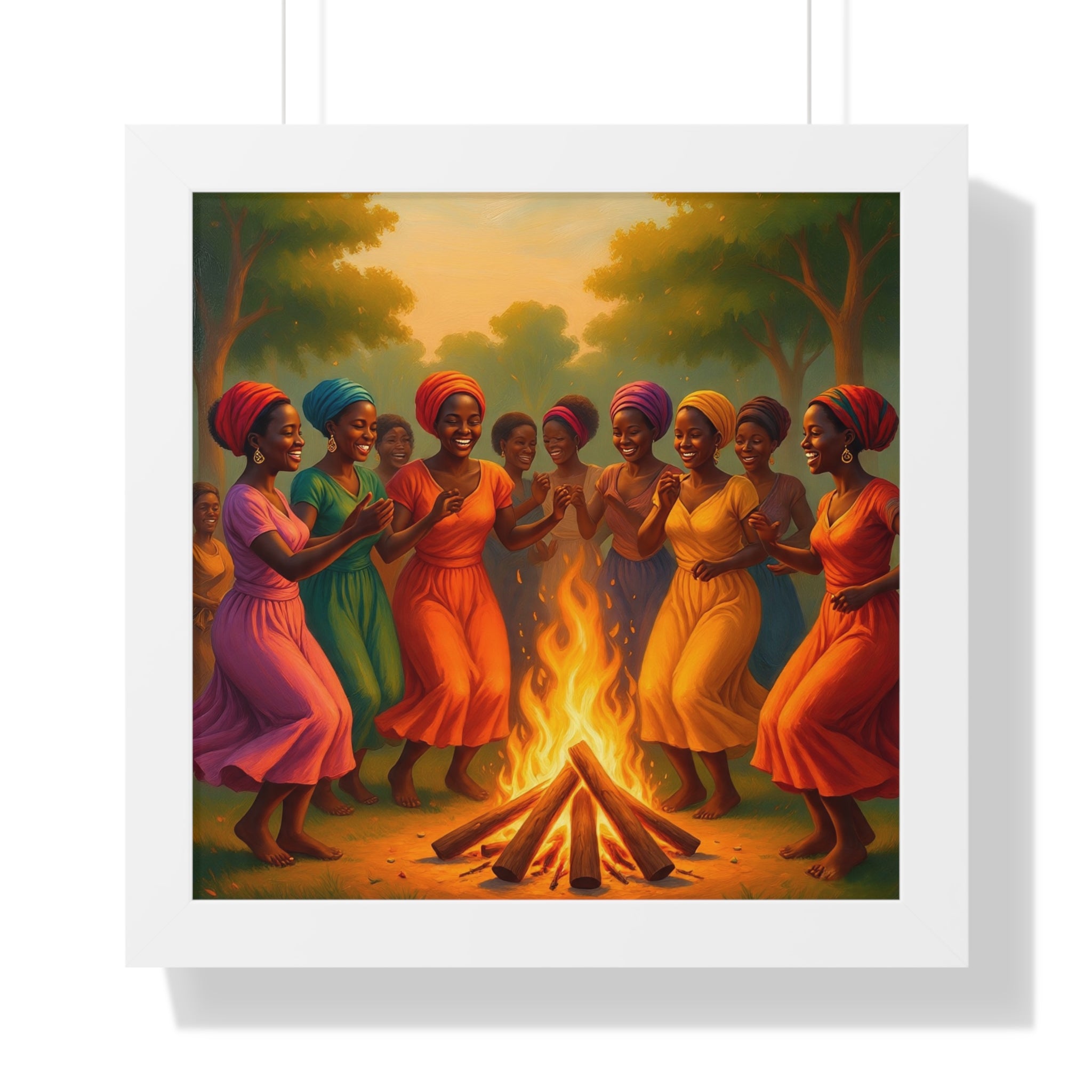 African Women Dance Bonfire Poster