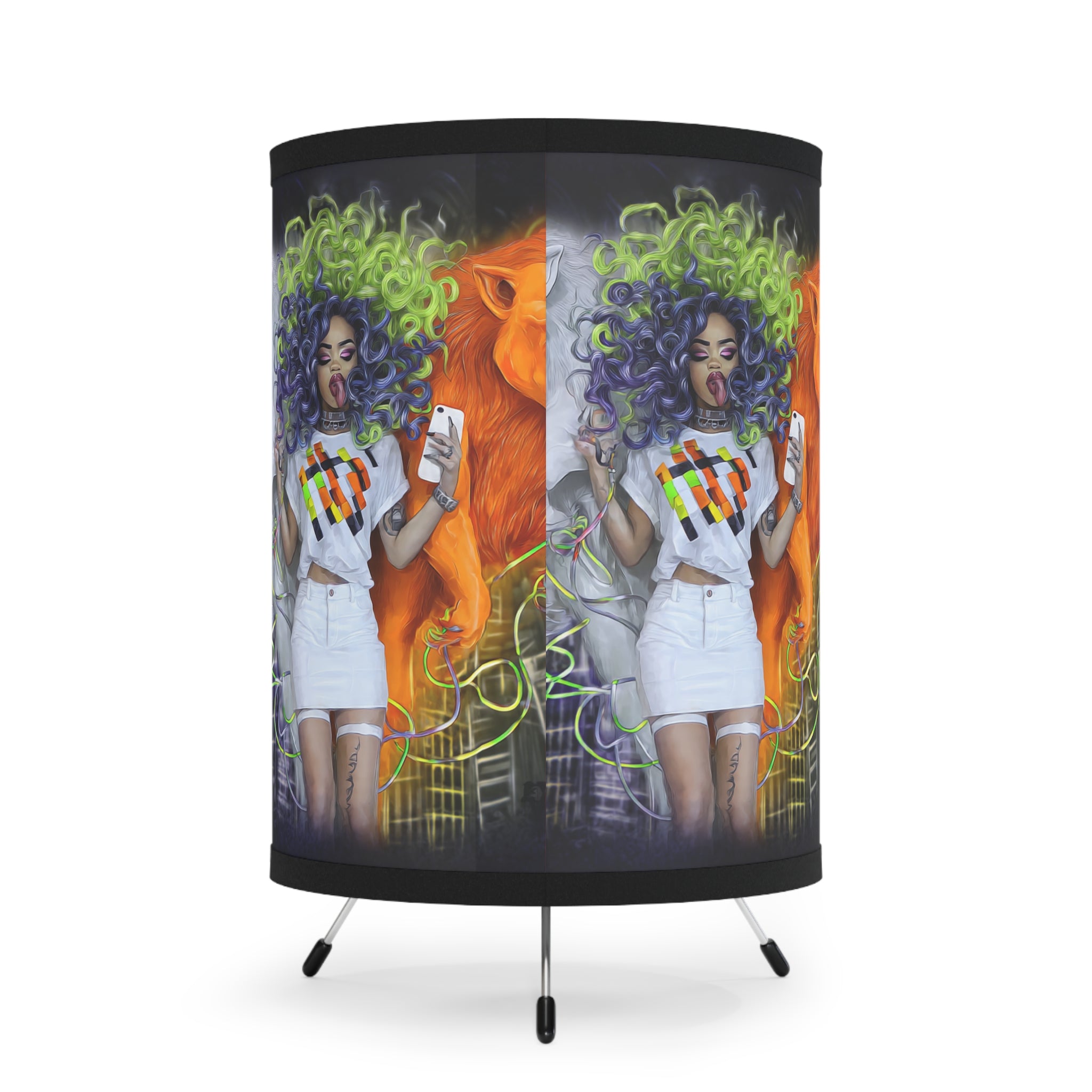 Eye-Catching Tripod Lamp with High-Res Artistic Shade | Perfect Home Decor, Unique Gift, Colorful Lighting, Stylish Lamp, Modern Art Decor