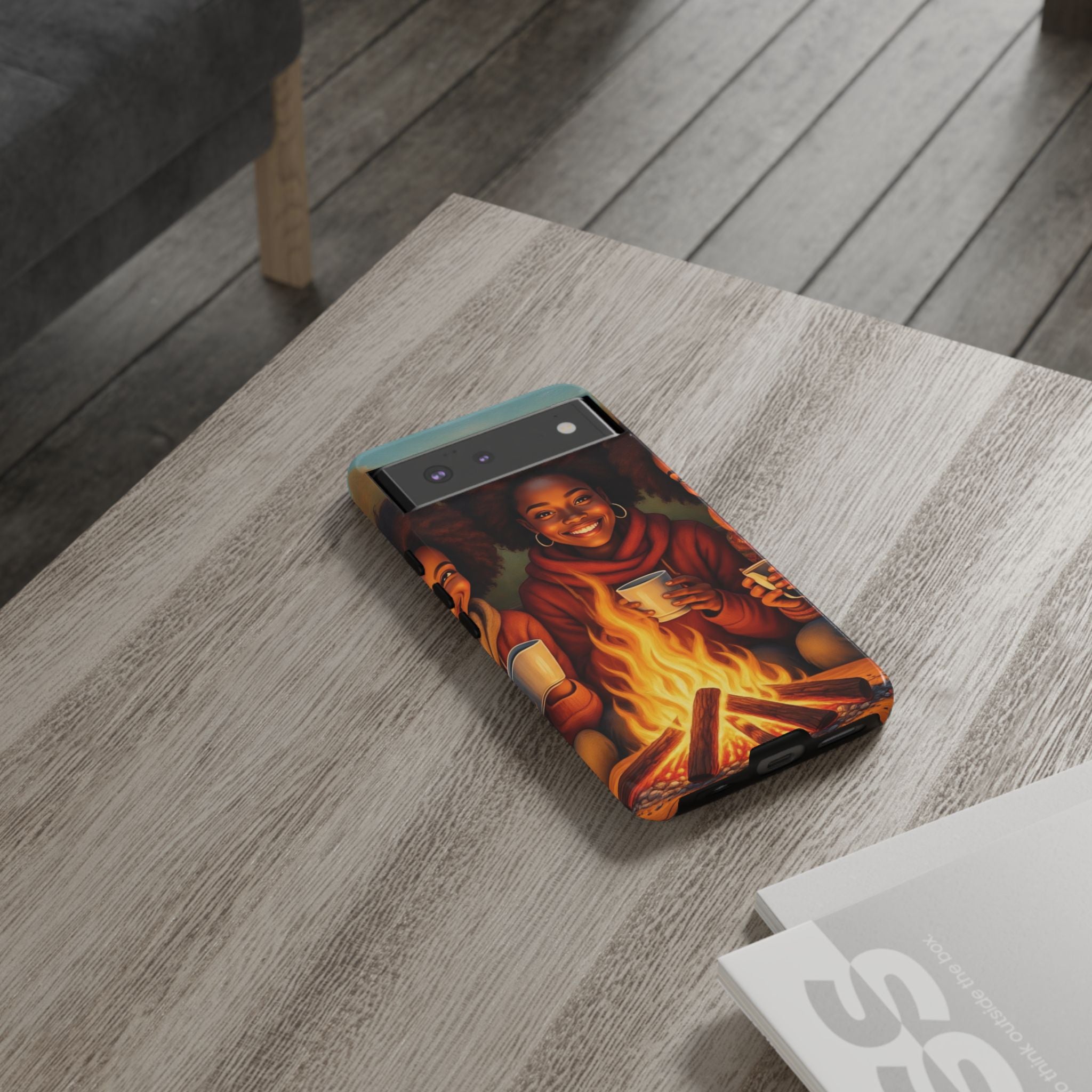 Cozy Phone Case for Campfire Lovers, Tough Cases with Inspirational Design, Perfect Gift for Friends, Birthday Present, Nature Vibe