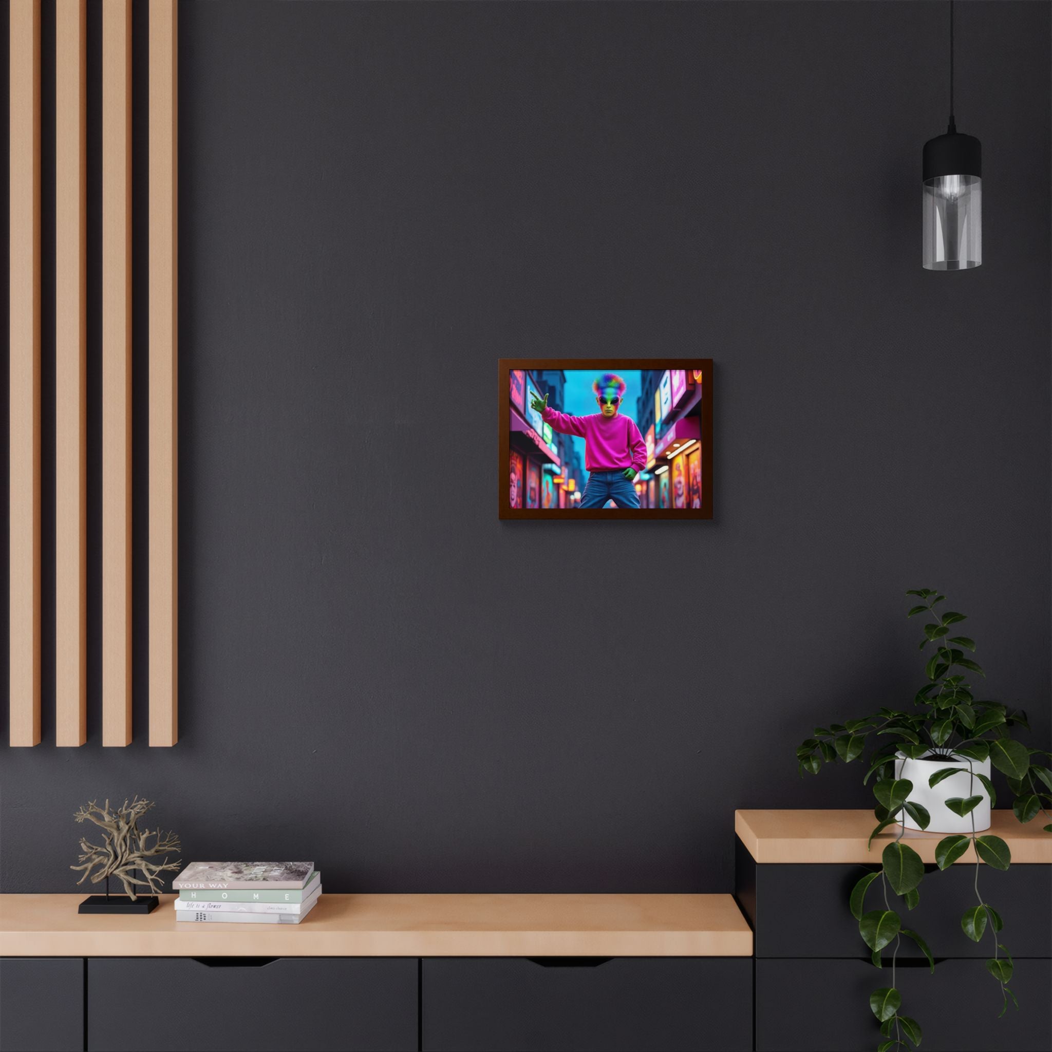 Vibrant Framed Poster, Colorful Wall Art for Home Décor, Funky Room Decoration, Unique Gift for Art Lovers, Retro Vibes, Pop Culture