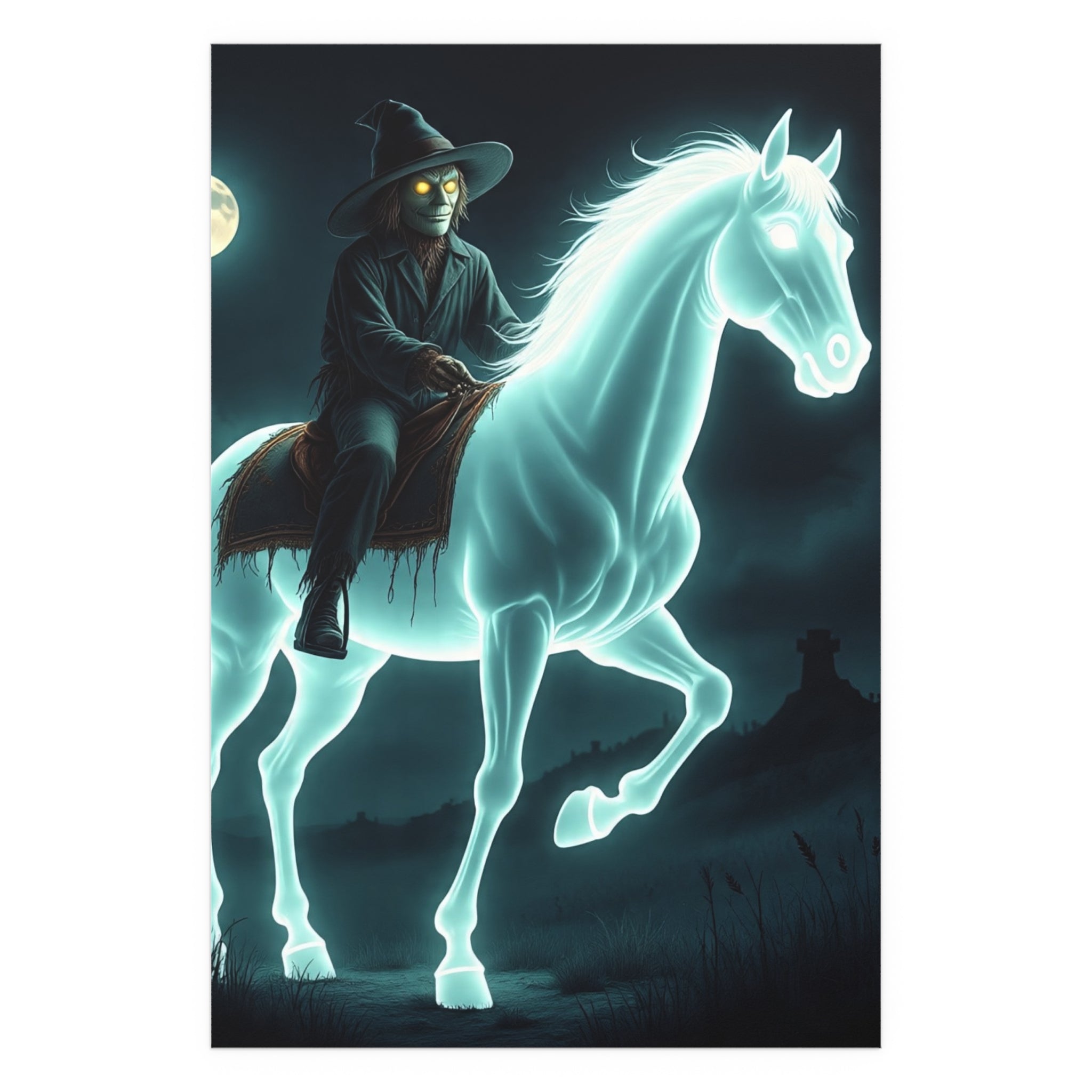 Mystical Wizard Horse Silk Poster, Home Decor, Halloween Art, Wall Art, Gift for Horse Lovers, Indoor and Outdoor Decoration