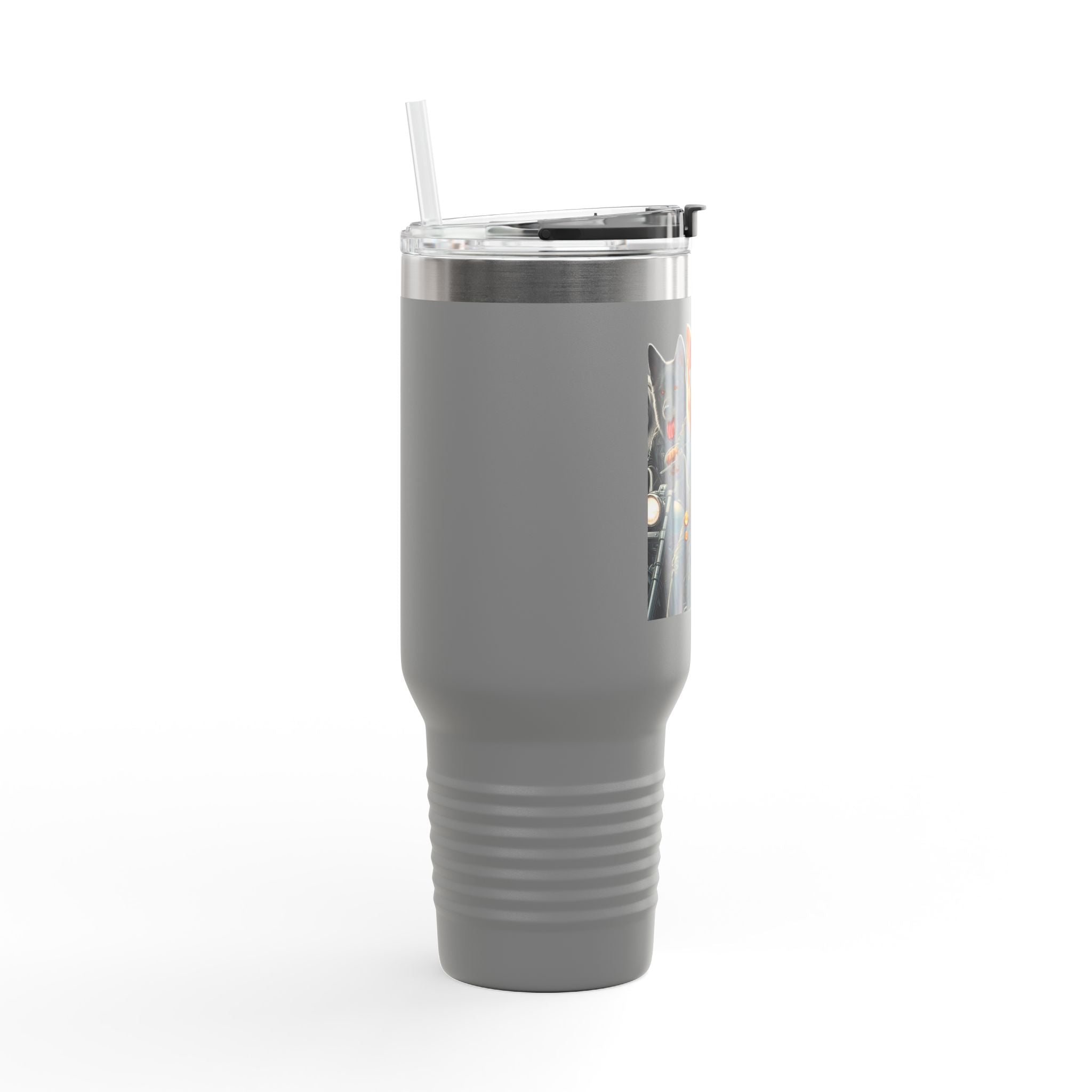 Insulated Travel Mug - Fun Motorcycle Dog Design