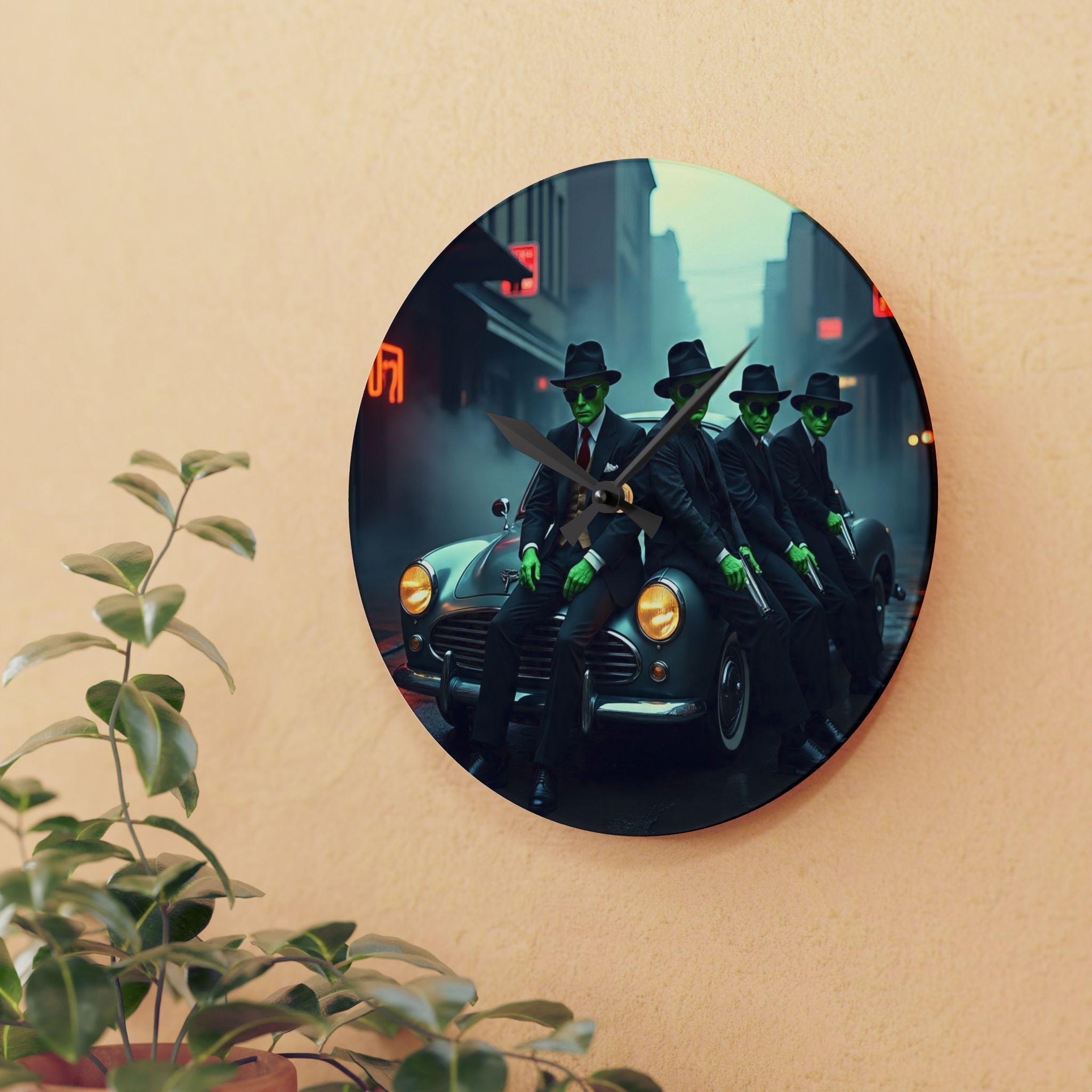 Alien Gangster Acrylic Wall Clock