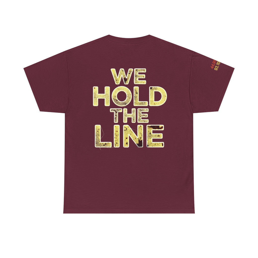 North Star Rebel Tee — Minnesota Map Shirt with "We Hold The Line" Gold Back Print