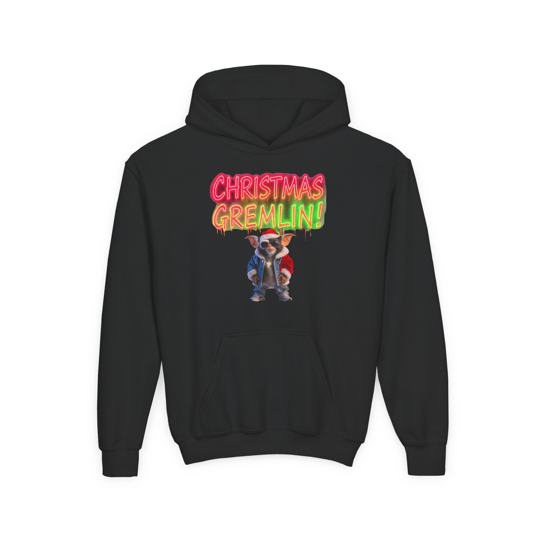 Youth Hoodie — 'Christmas Gremlin' Festive Kids Holiday Sweatshirt
