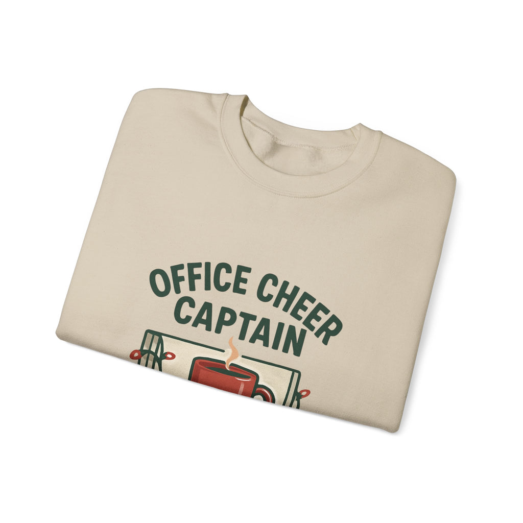 Crewneck Sweatshirt — "Office Cheer Captain" Holiday Coffee Crew