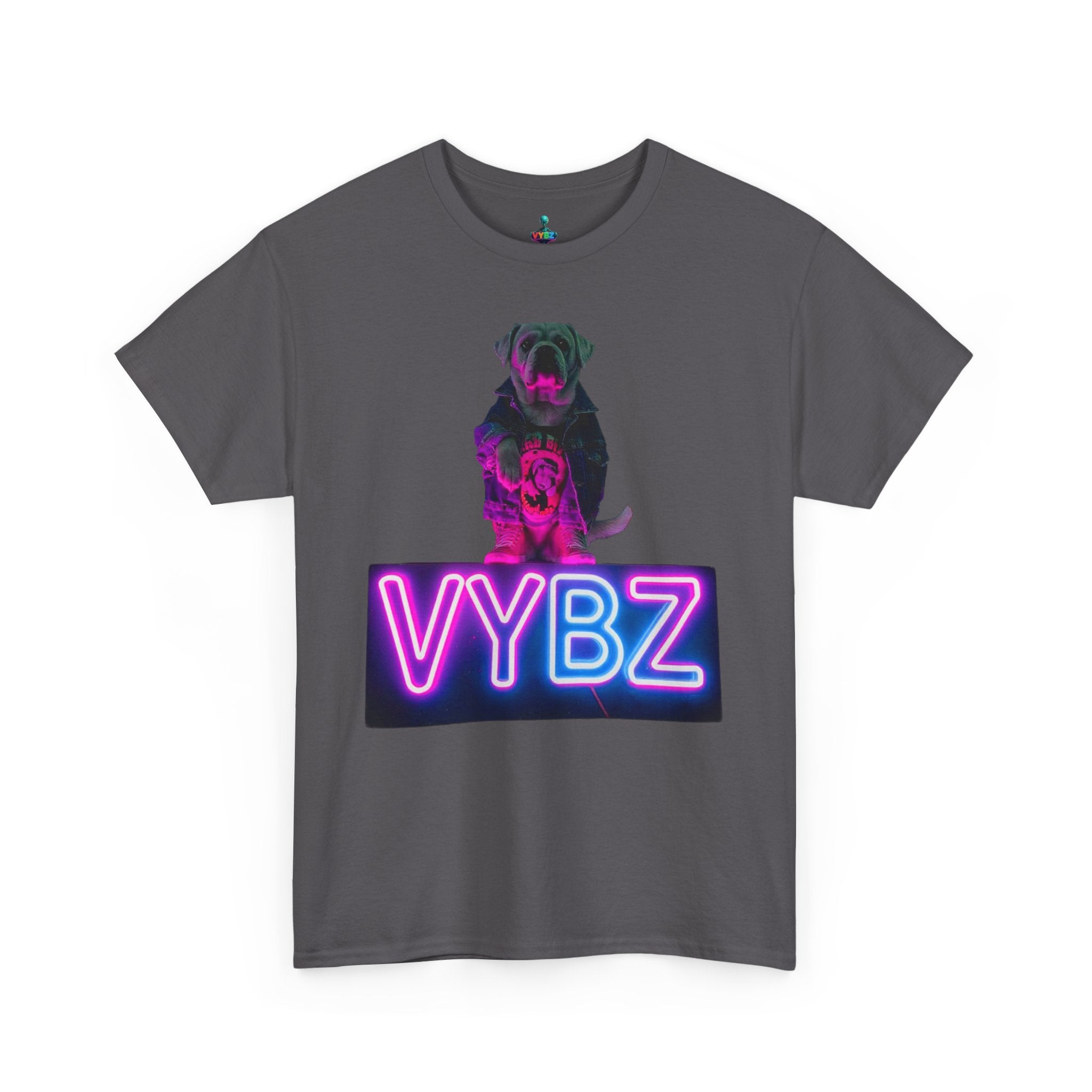Neon Dog VYBZ Tee, Unisex Heavy Cotton T-Shirt, Casual Wear, Pet Lovers Gift, Streetwear Style, Dog Lover Apparel