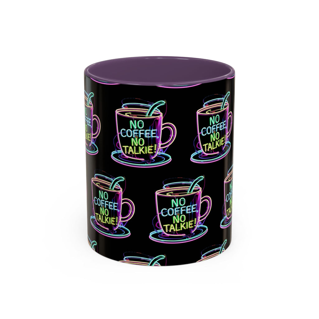 Coffee Mug — "No Coffee No Talkie" Neon Accent Mug