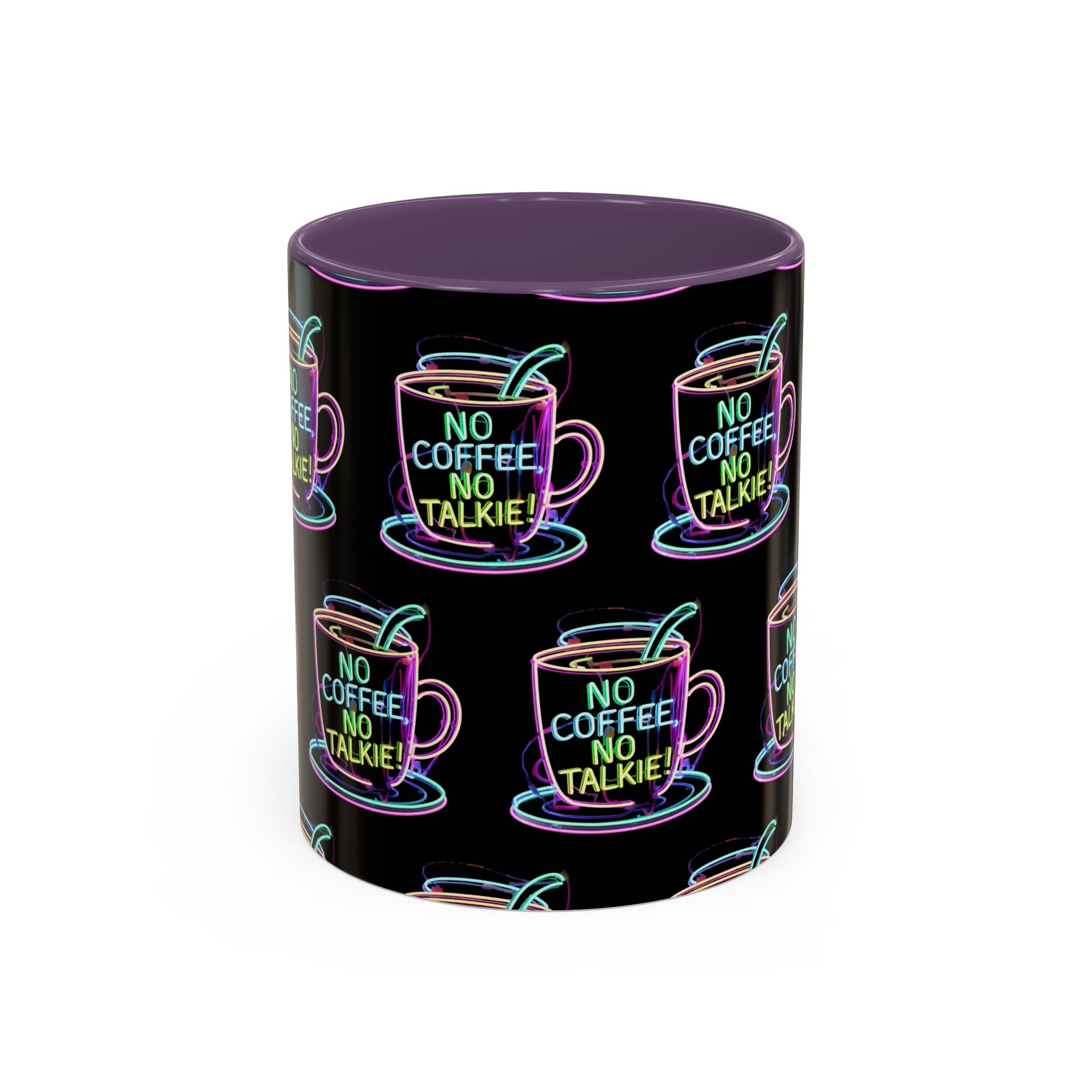 Coffee Mug — "No Coffee No Talkie" Neon Accent Mug
