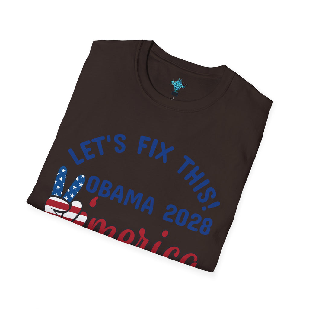 VYBZ Obama 2028 Unisex Softstyle T-Shirt, Casual Wear, Political Statement Tee, Gift for Activists, Election Merchandise