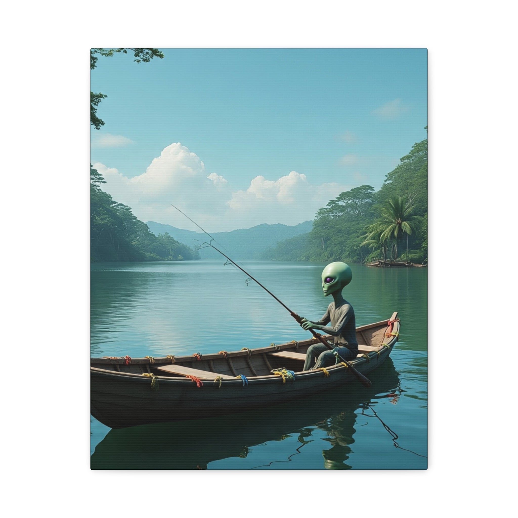 Alien Fishing Canvas Art
