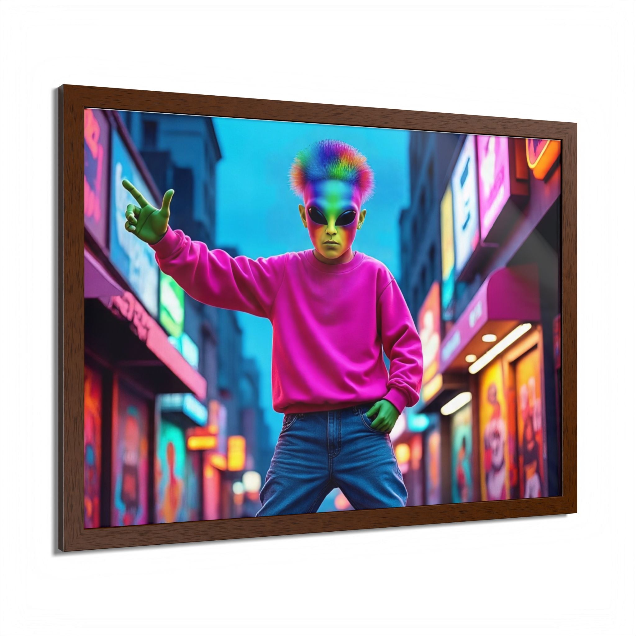Vibrant Framed Poster, Colorful Wall Art for Home Décor, Funky Room Decoration, Unique Gift for Art Lovers, Retro Vibes, Pop Culture