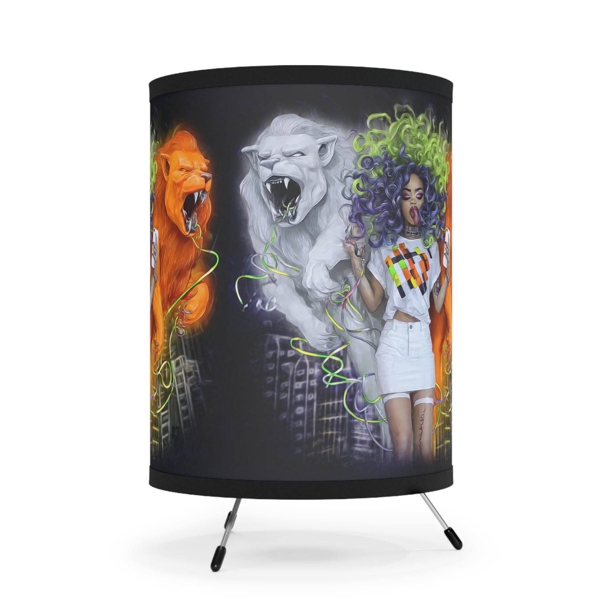 Eye-Catching Tripod Lamp with High-Res Artistic Shade | Perfect Home Decor, Unique Gift, Colorful Lighting, Stylish Lamp, Modern Art Decor