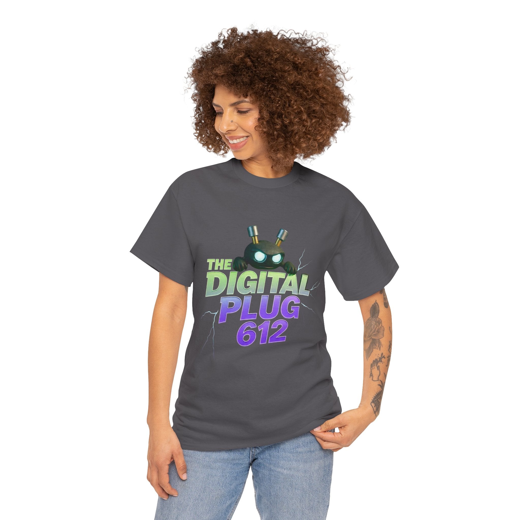 The Digital Plug 612 Tee — Retro Neon Tech Graphic T-Shirt