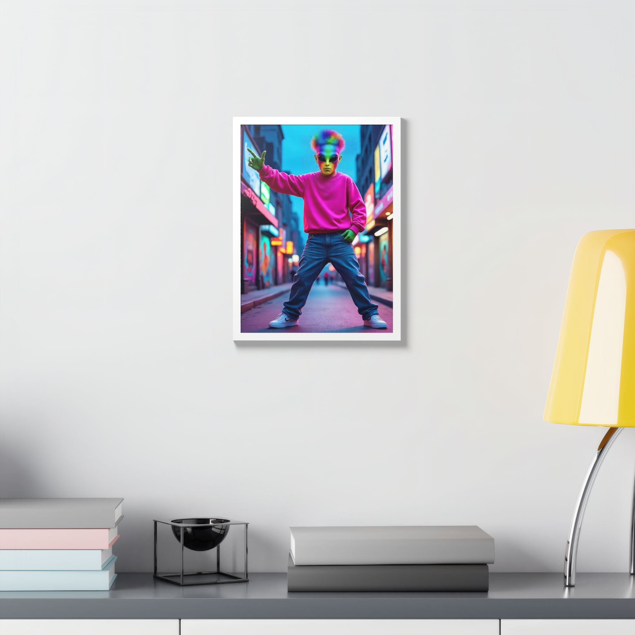 Vibrant Framed Poster, Colorful Wall Art for Home Décor, Funky Room Decoration, Unique Gift for Art Lovers, Retro Vibes, Pop Culture