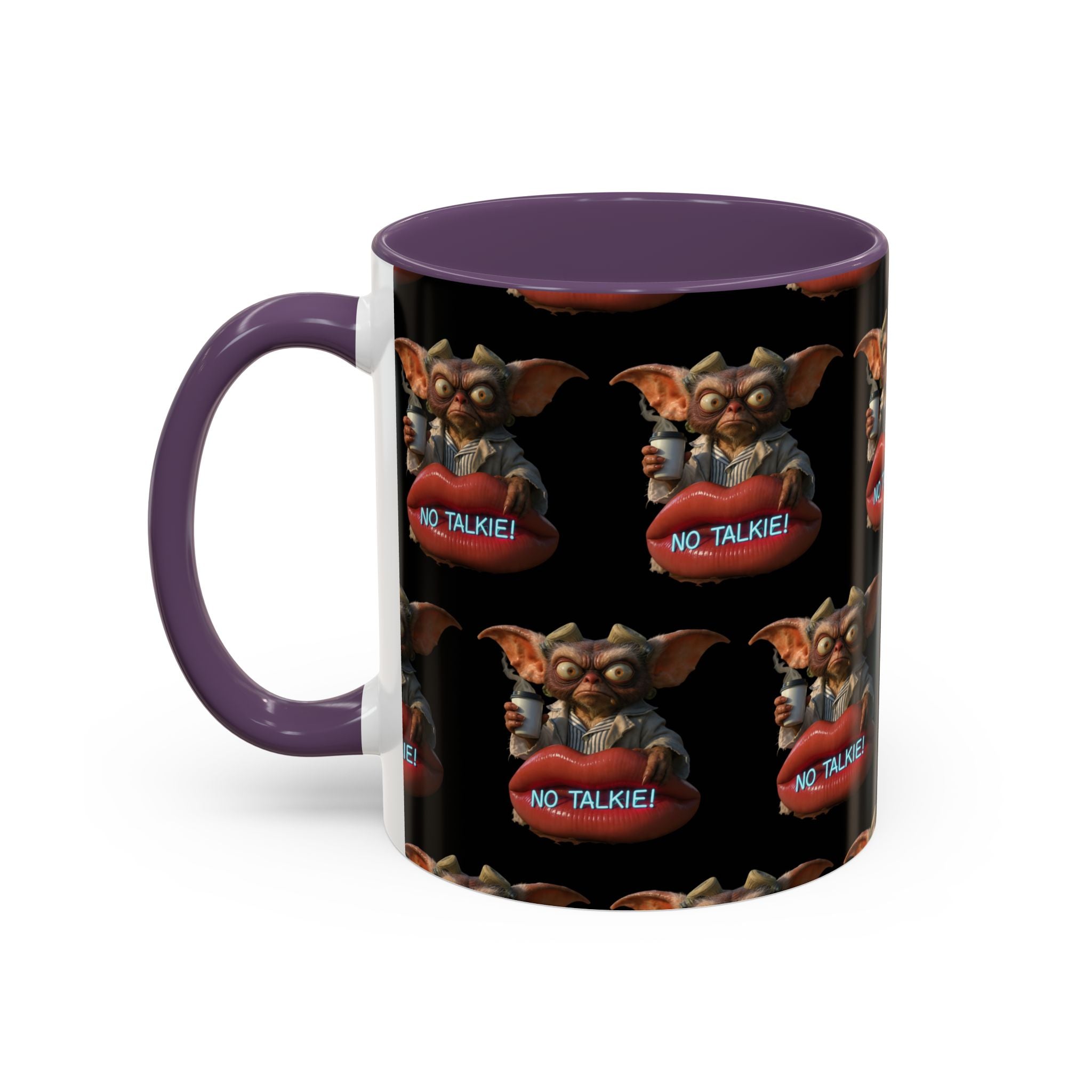 No Talkie Coffee Mug — Funny Grumpy Creature Accent Mug (11/15oz)
