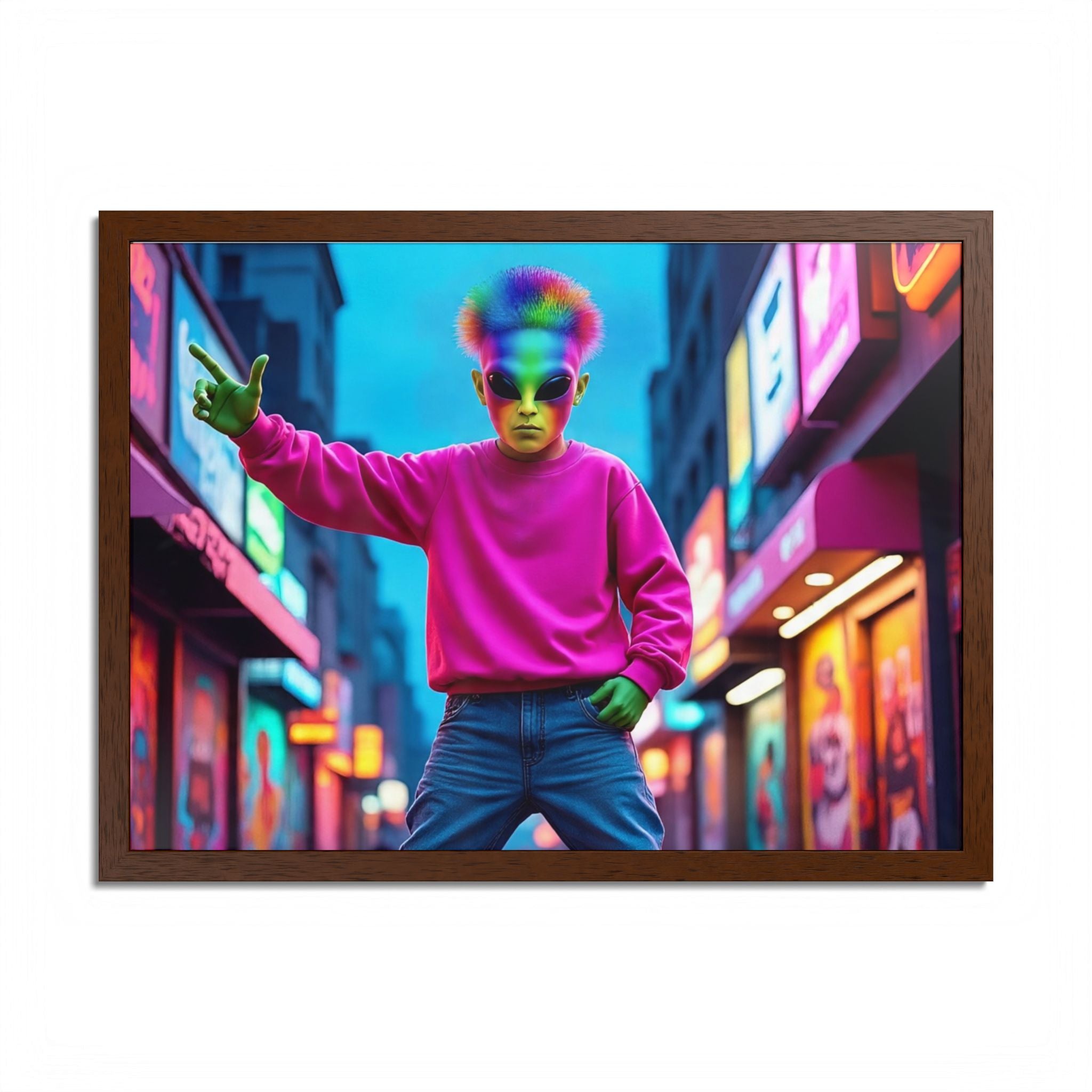 Vibrant Framed Poster, Colorful Wall Art for Home Décor, Funky Room Decoration, Unique Gift for Art Lovers, Retro Vibes, Pop Culture