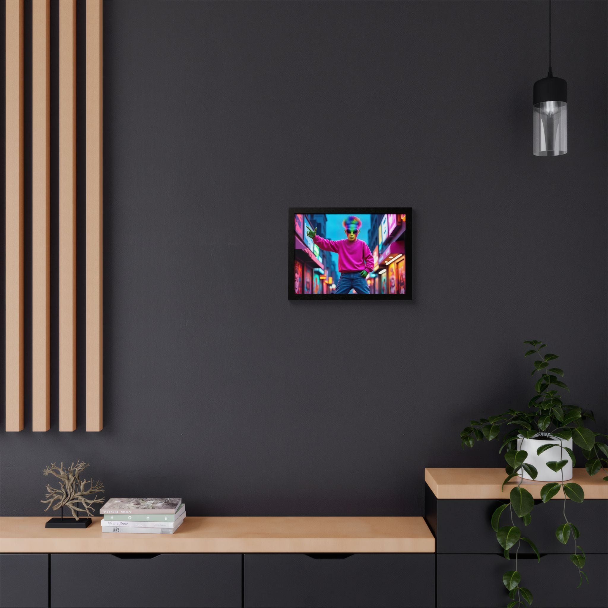Vibrant Framed Poster, Colorful Wall Art for Home Décor, Funky Room Decoration, Unique Gift for Art Lovers, Retro Vibes, Pop Culture
