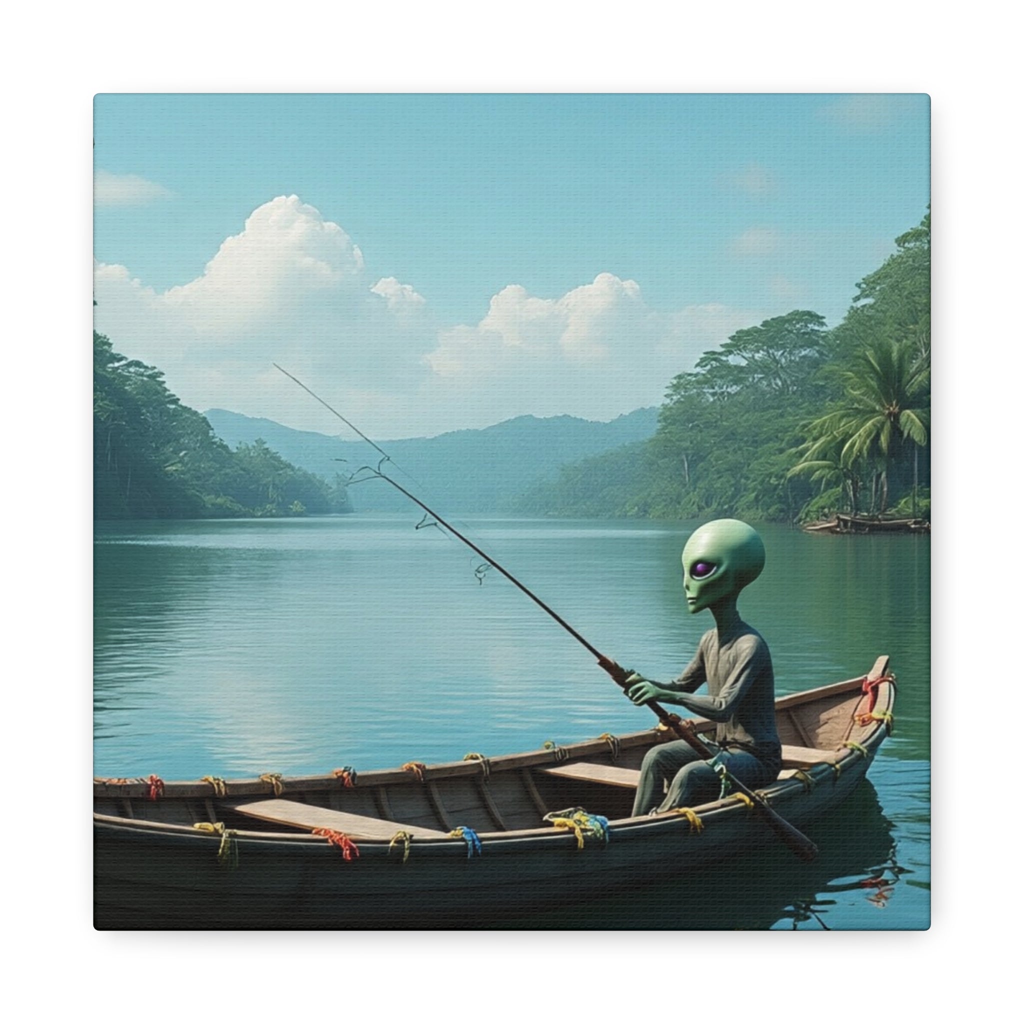 Alien Fishing Canvas Art