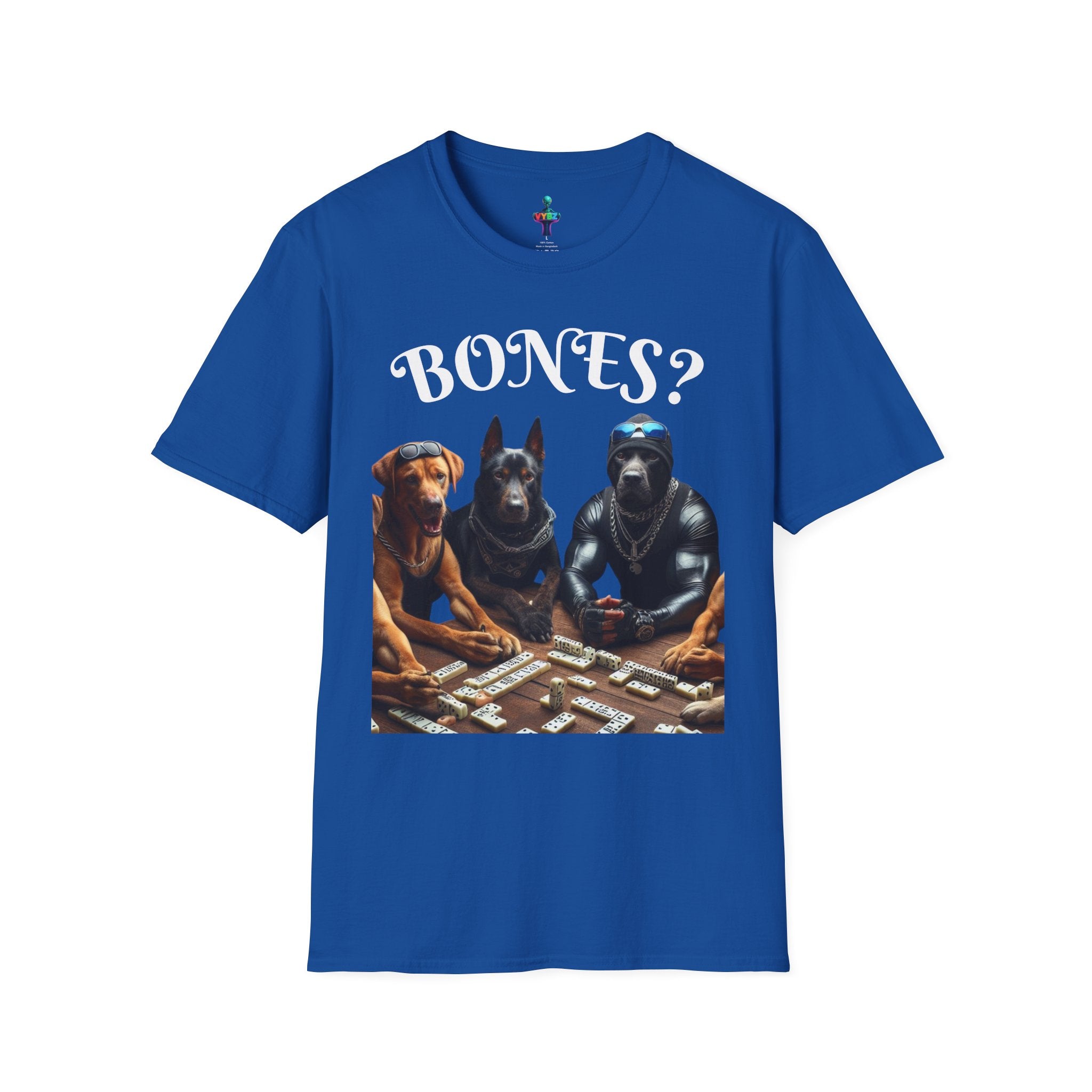 Softstyle T-Shirt with VYBZ Dogs Playing Dominos Urban Slang Design