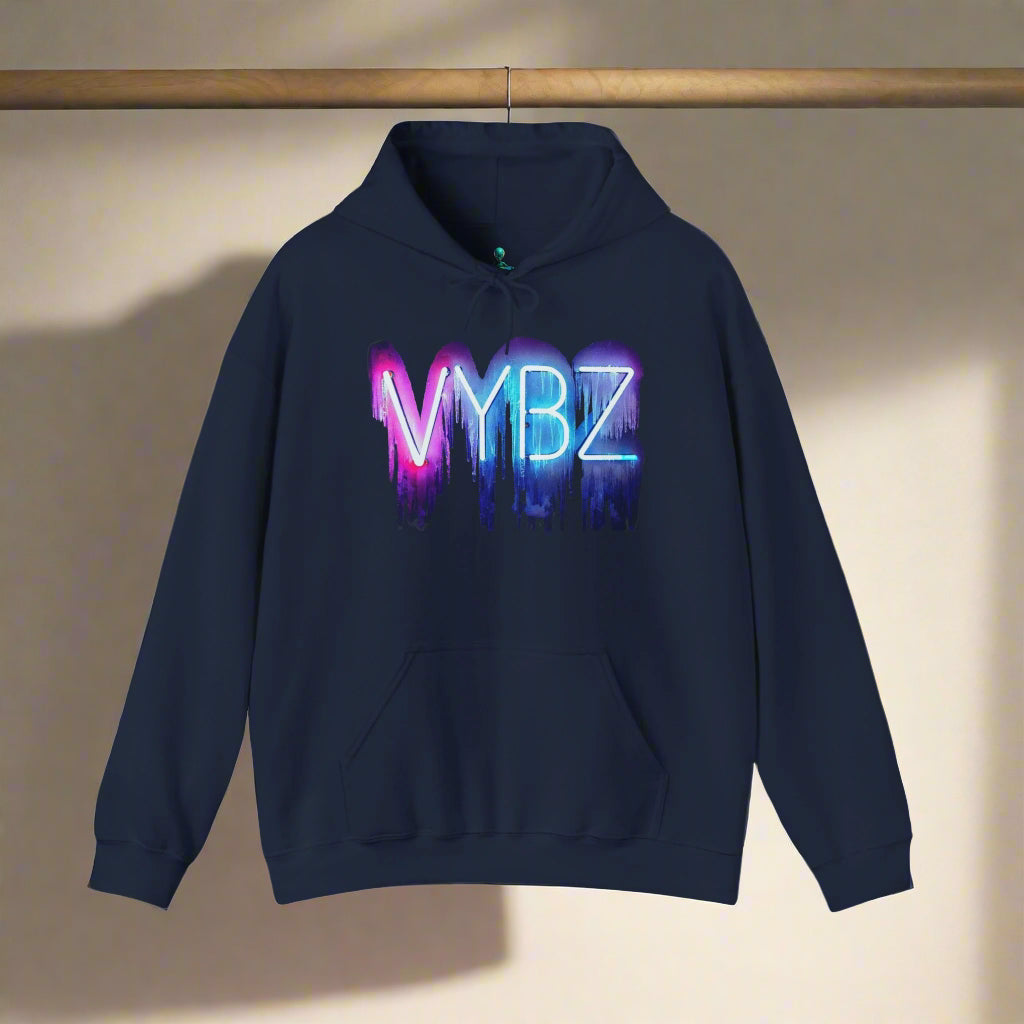 Vibrant VYBZ Unisex Hooded Sweatshirt, Trendy Streetwear, Layering Essential, Gift for Friends, Music Festival Outfit