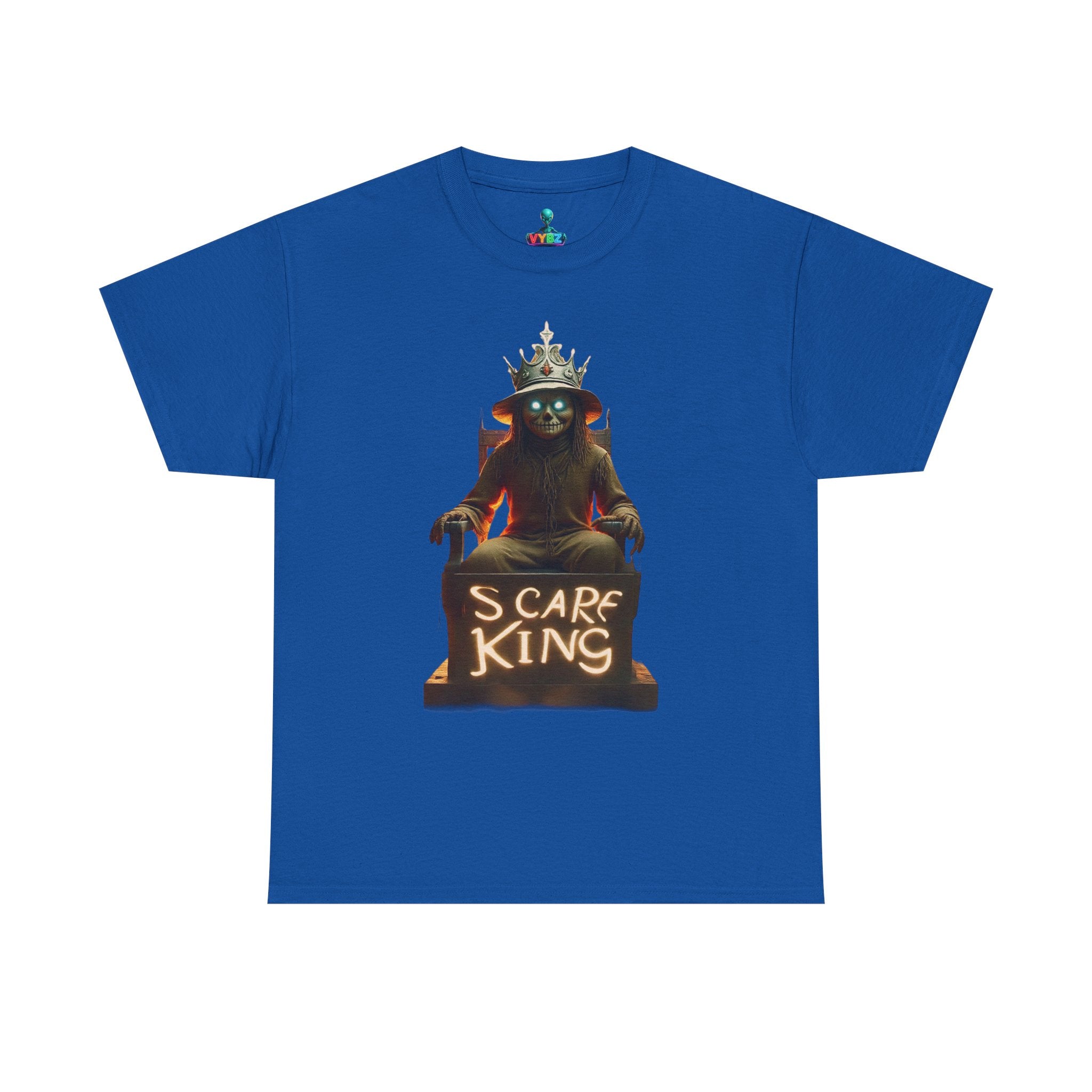 VYBZ Scare King Unisex Heavy Cotton Tee, Halloween Shirt, Horror Tee, Graphic T-Shirt, Scary Costume Top, Gift for Spooky Lovers