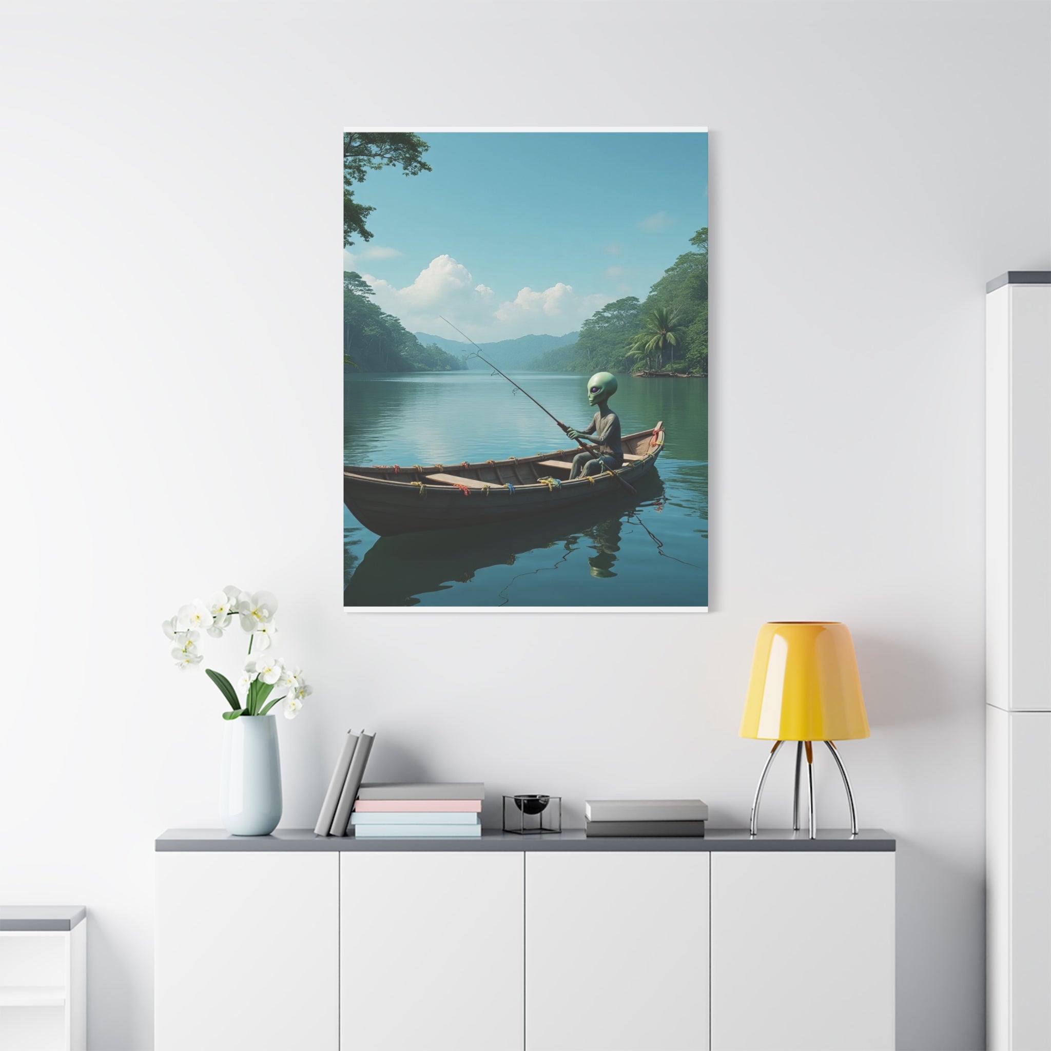 Alien Fishing Canvas Art