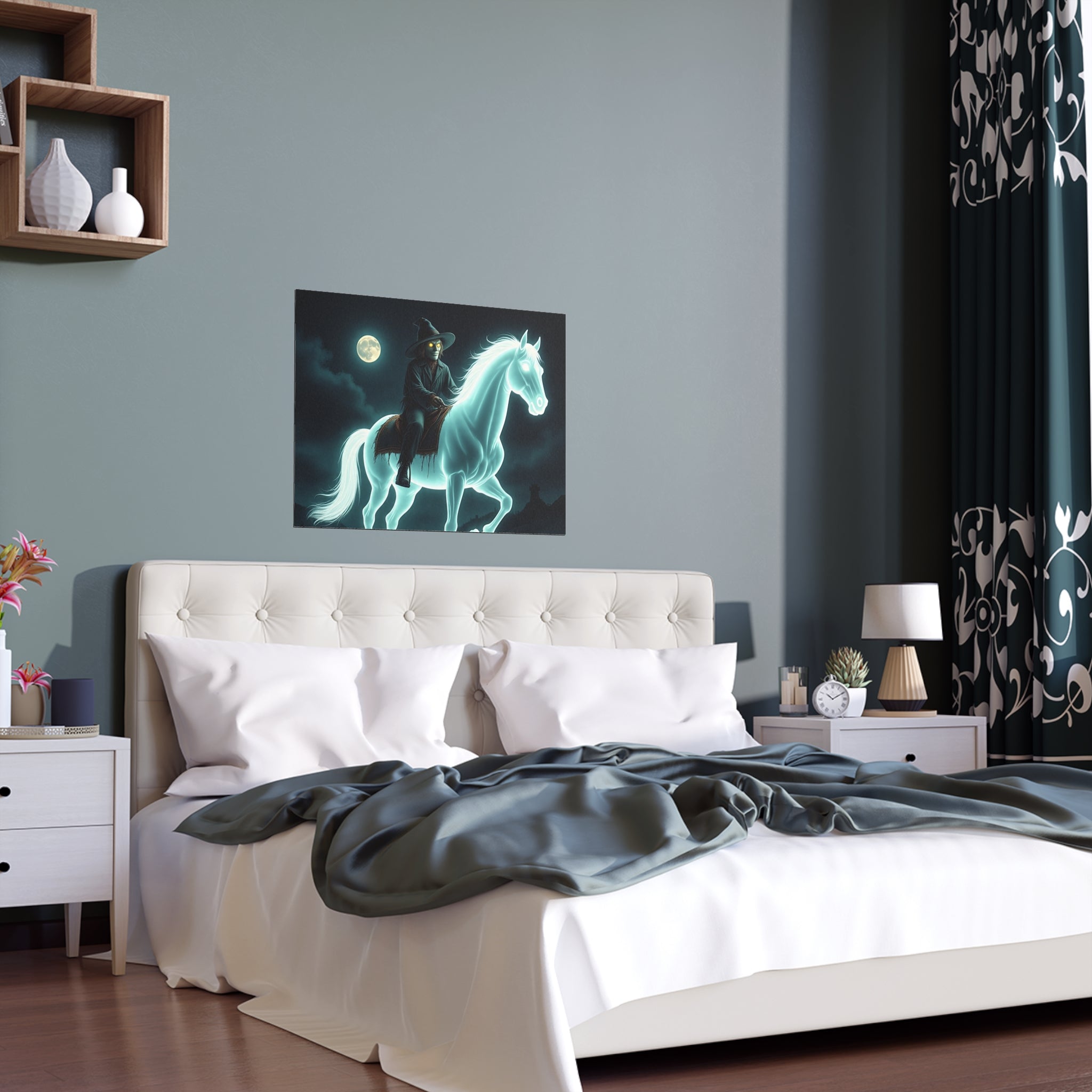 Mystical Wizard Horse Silk Poster, Home Decor, Halloween Art, Wall Art, Gift for Horse Lovers, Indoor and Outdoor Decoration