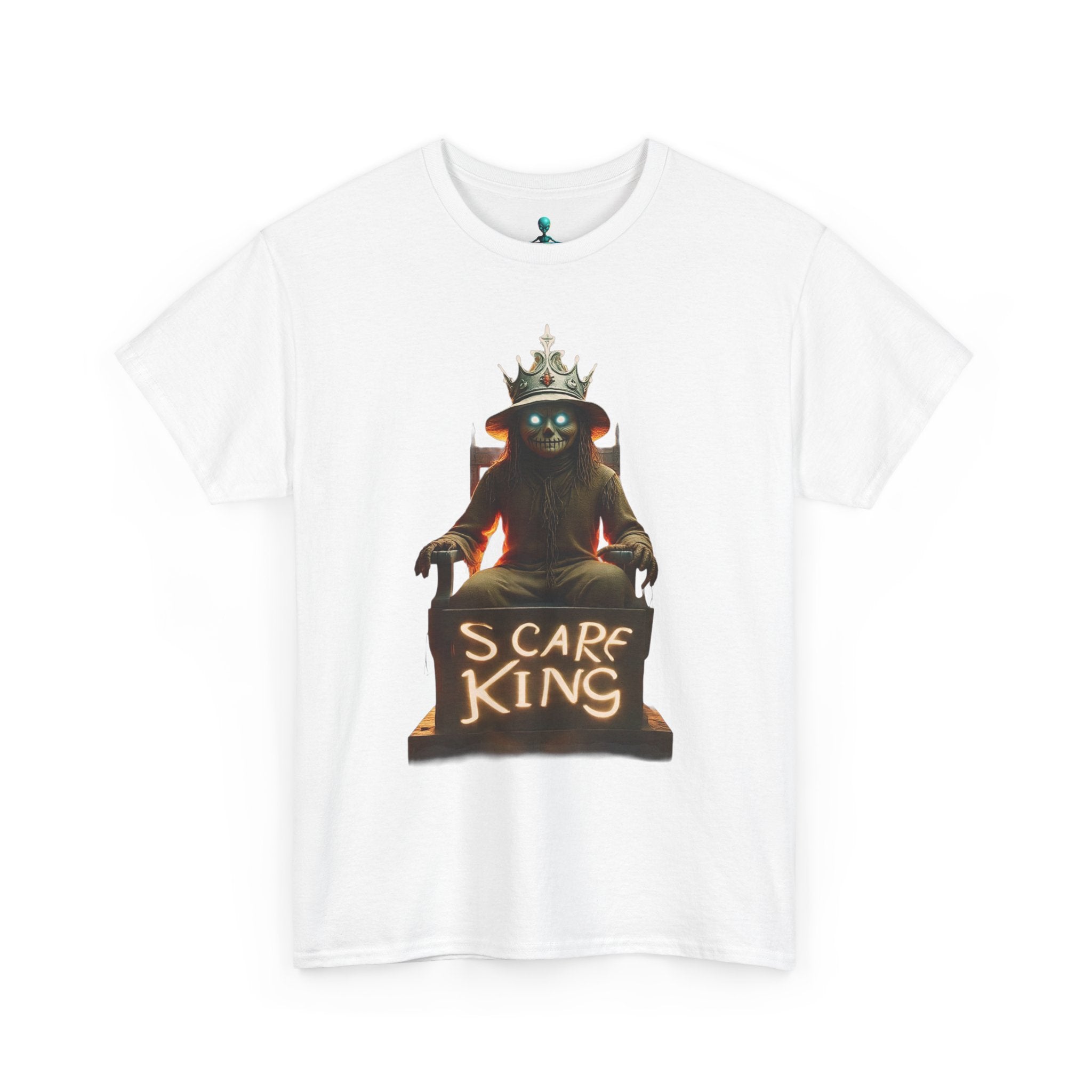 VYBZ Scare King Unisex Heavy Cotton Tee, Halloween Shirt, Horror Tee, Graphic T-Shirt, Scary Costume Top, Gift for Spooky Lovers