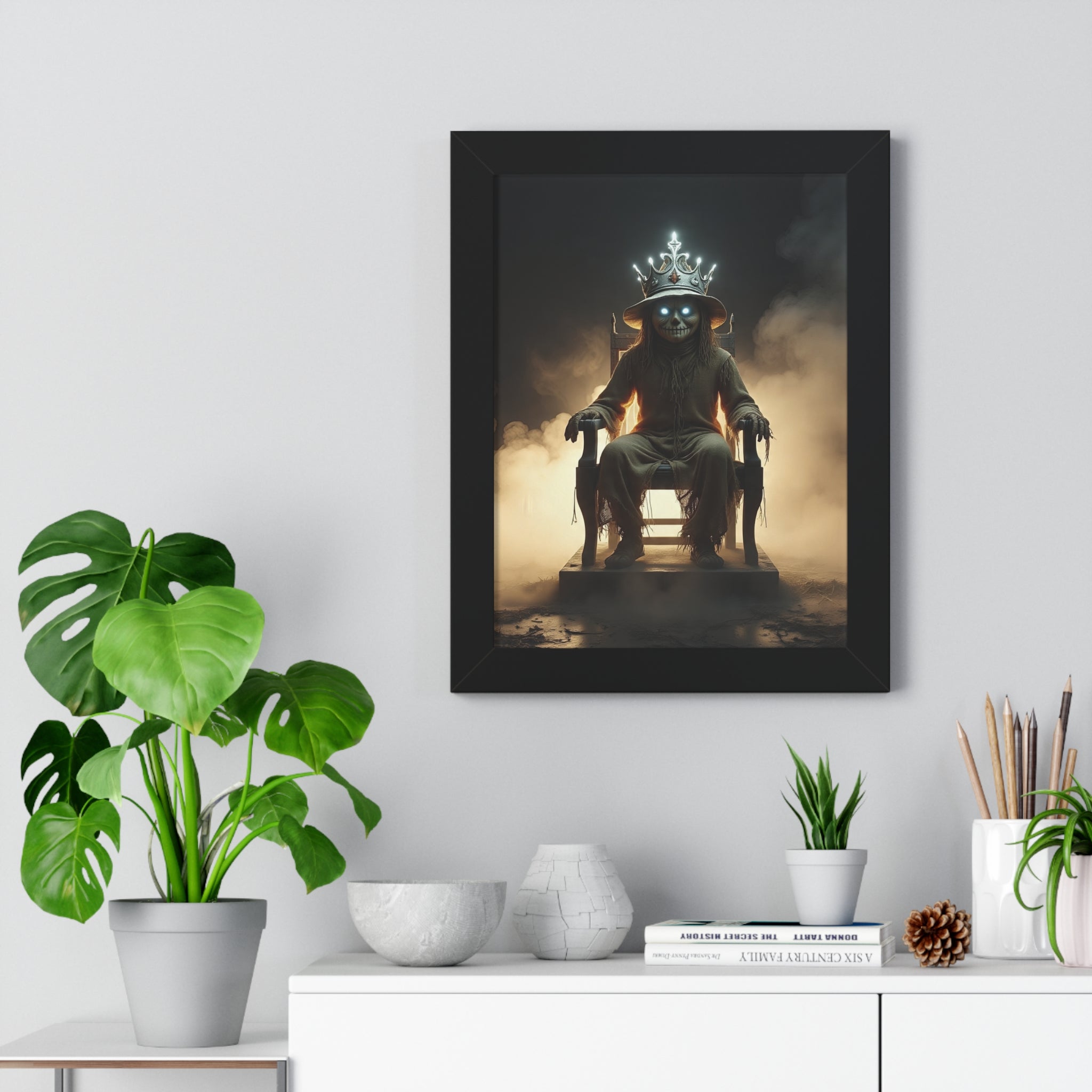 Whimsical Framed Vertical Poster - Unique Wall Art for Home Decor, Halloween Decor, Gift for Animal Lovers, Mystical Artwork, Fantasy Decor