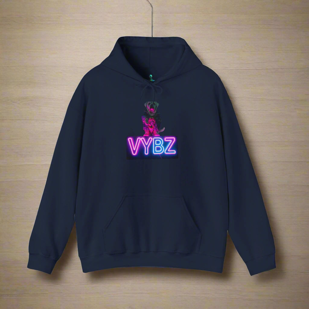 VYBZ Neon Dog Vibe Hoodie, Dog Lover Gift, Unisex Sweatshirt, Cozy Fashion, Music Festival Apparel, Streetwear Style