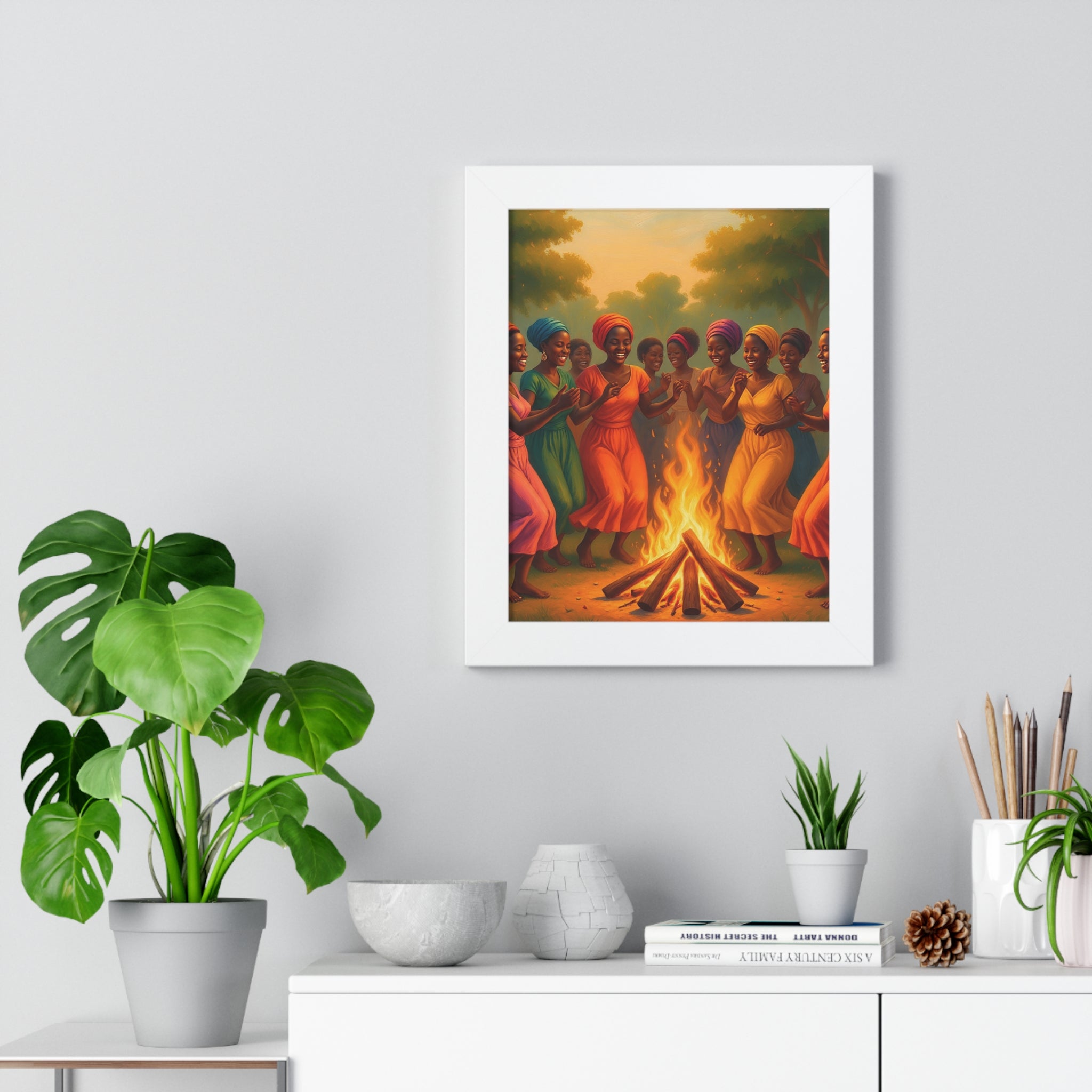 African Women Dance Bonfire Poster