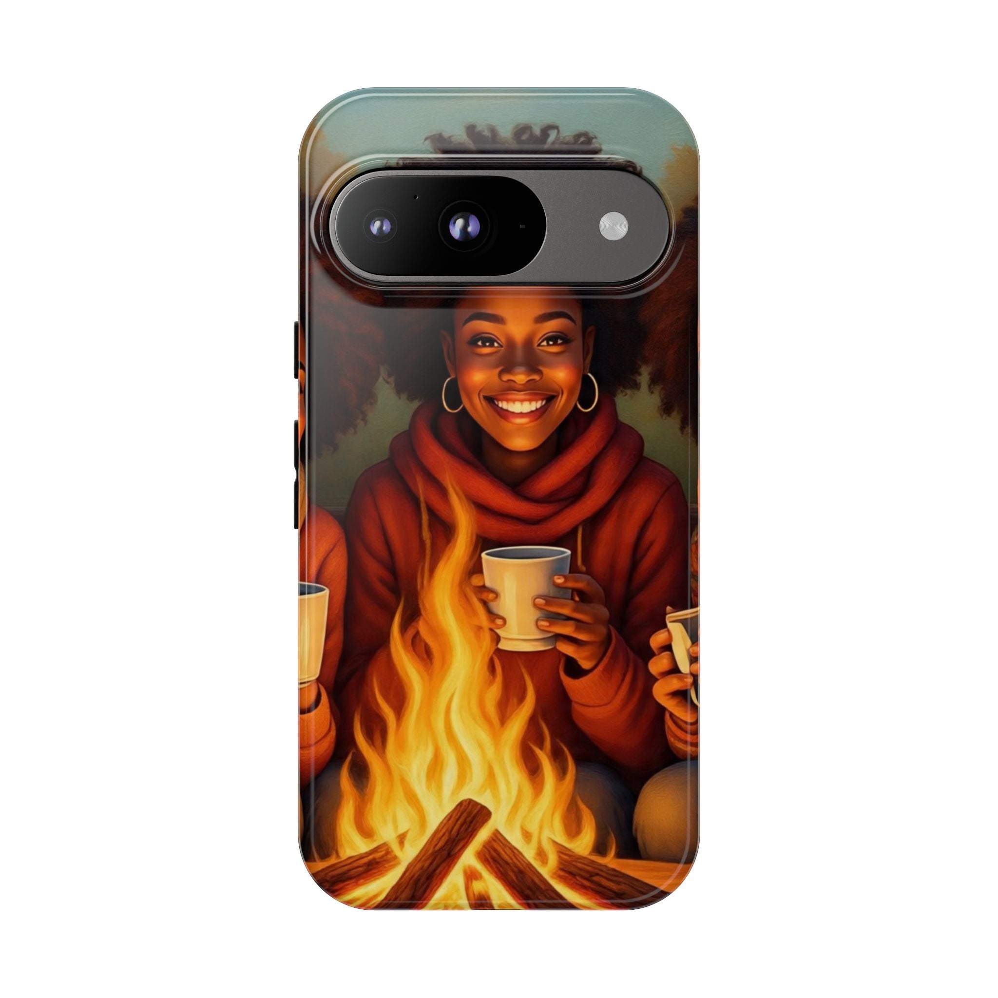 Cozy Phone Case for Campfire Lovers, Tough Cases with Inspirational Design, Perfect Gift for Friends, Birthday Present, Nature Vibe
