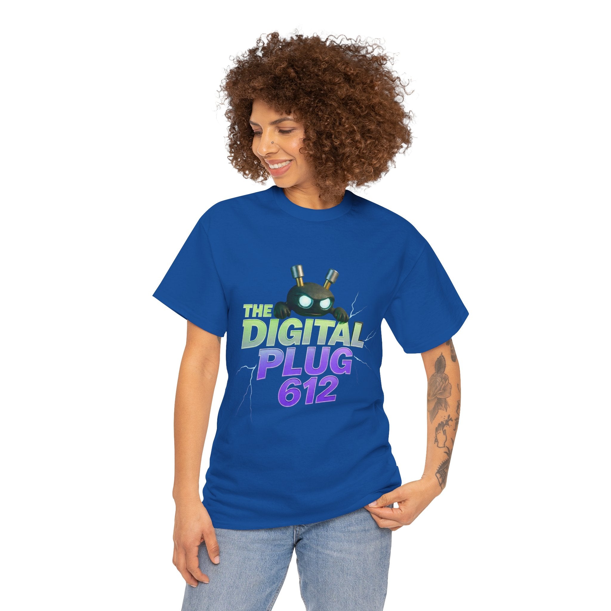 The Digital Plug 612 Tee — Retro Neon Tech Graphic T-Shirt