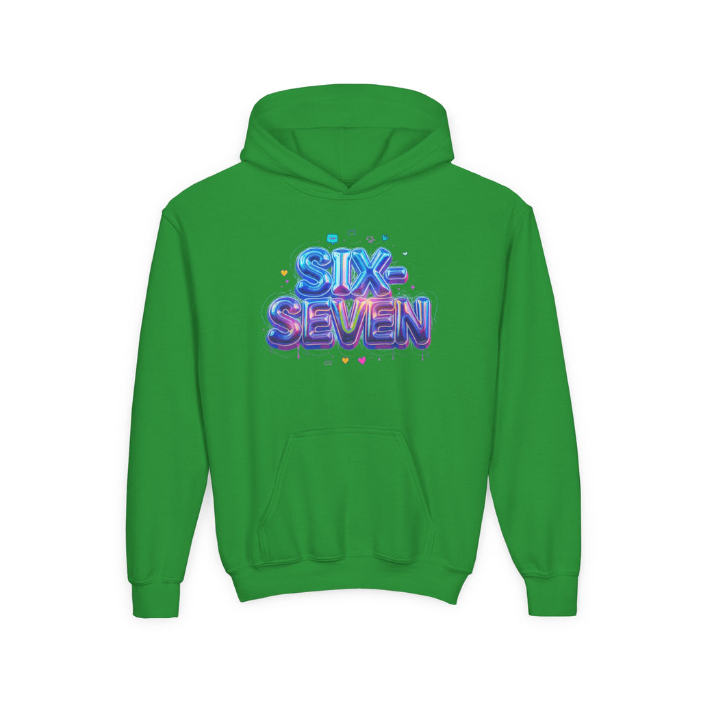 Youth Hoodie — "Six Seven" Colorful 3D Balloon Text Graphic