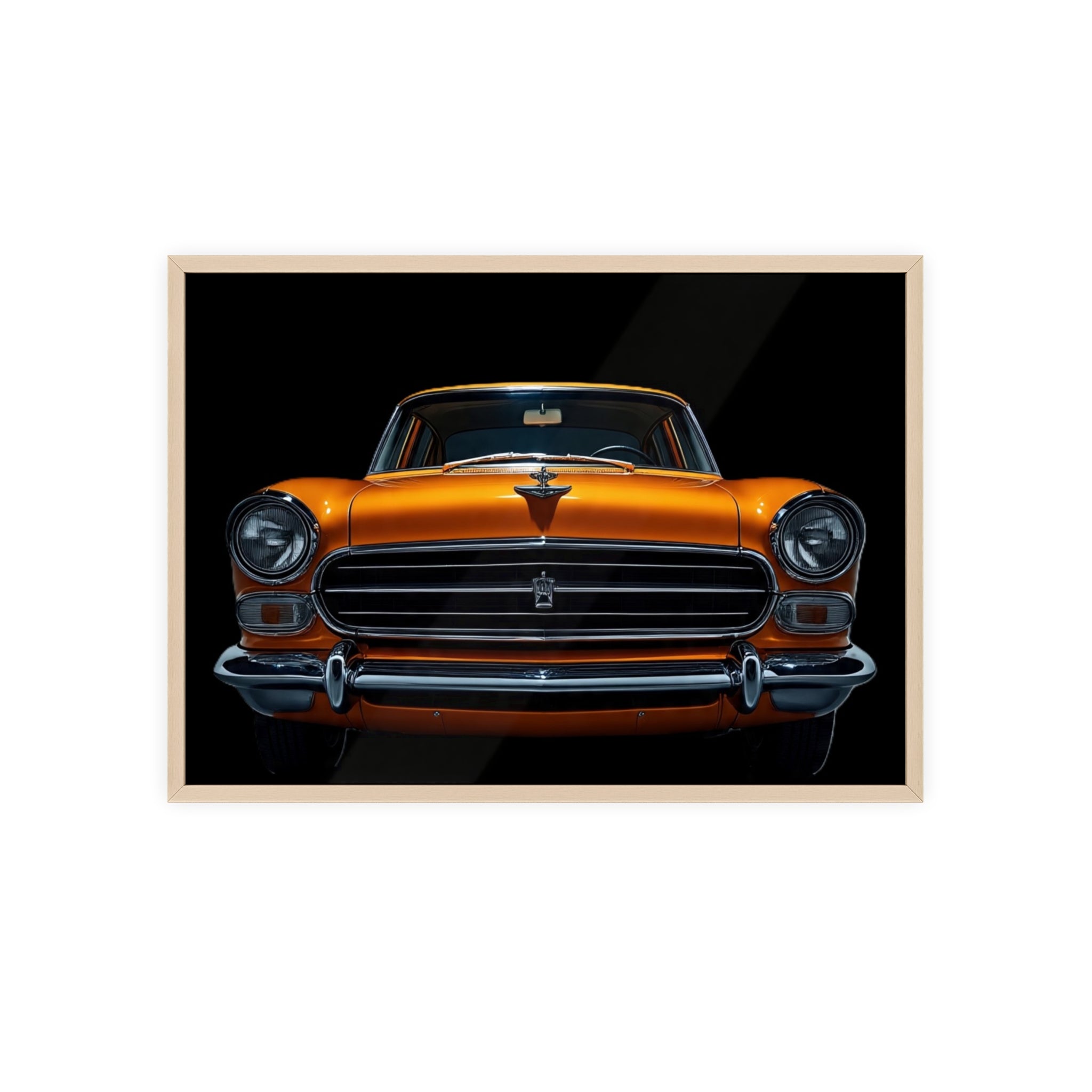 Classic Car Art Poster with Wooden Frame, Vintage Auto Decor, Gift for Car Lovers, Retro Wall Art, Home & Office Decoration