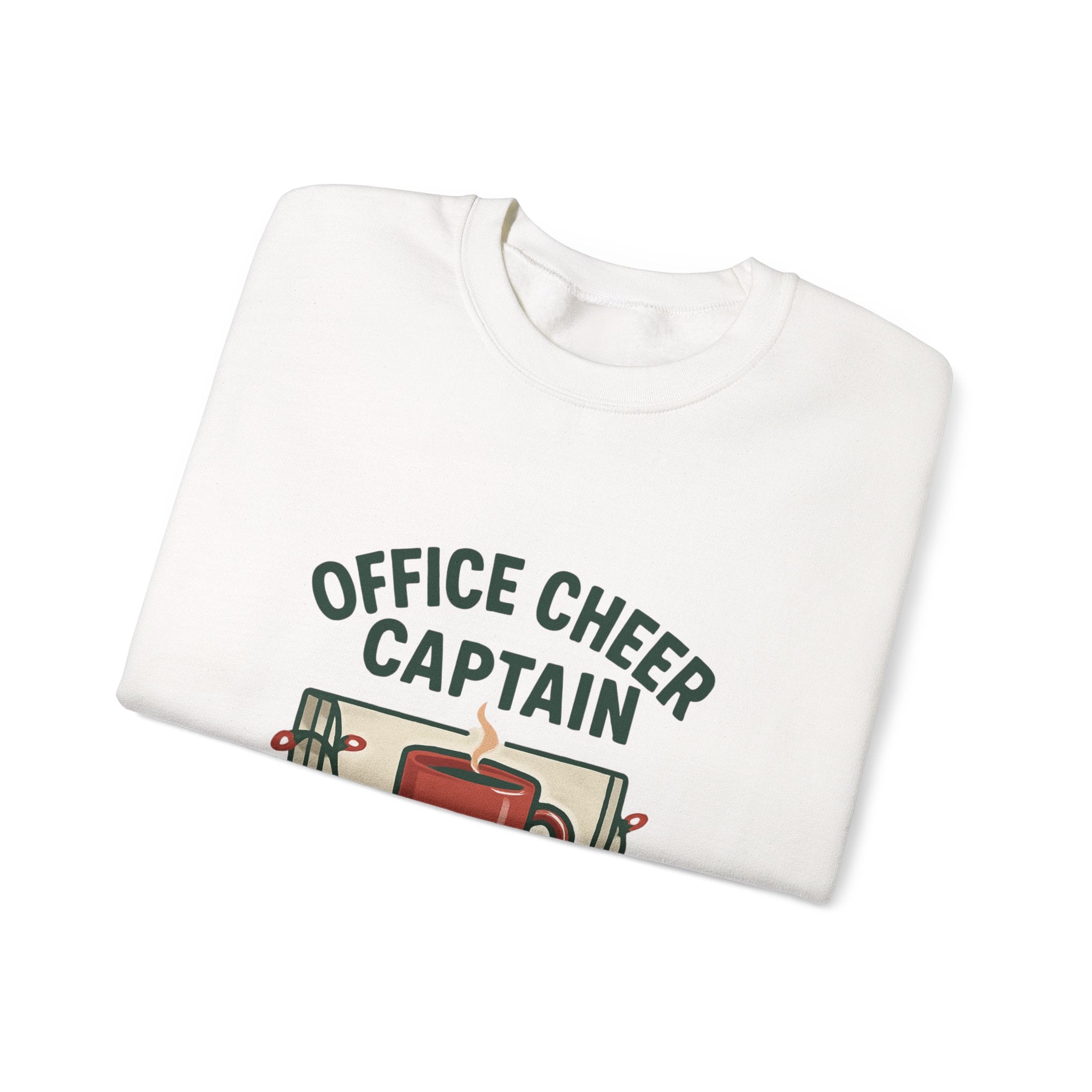 Crewneck Sweatshirt — "Office Cheer Captain" Holiday Coffee Crew