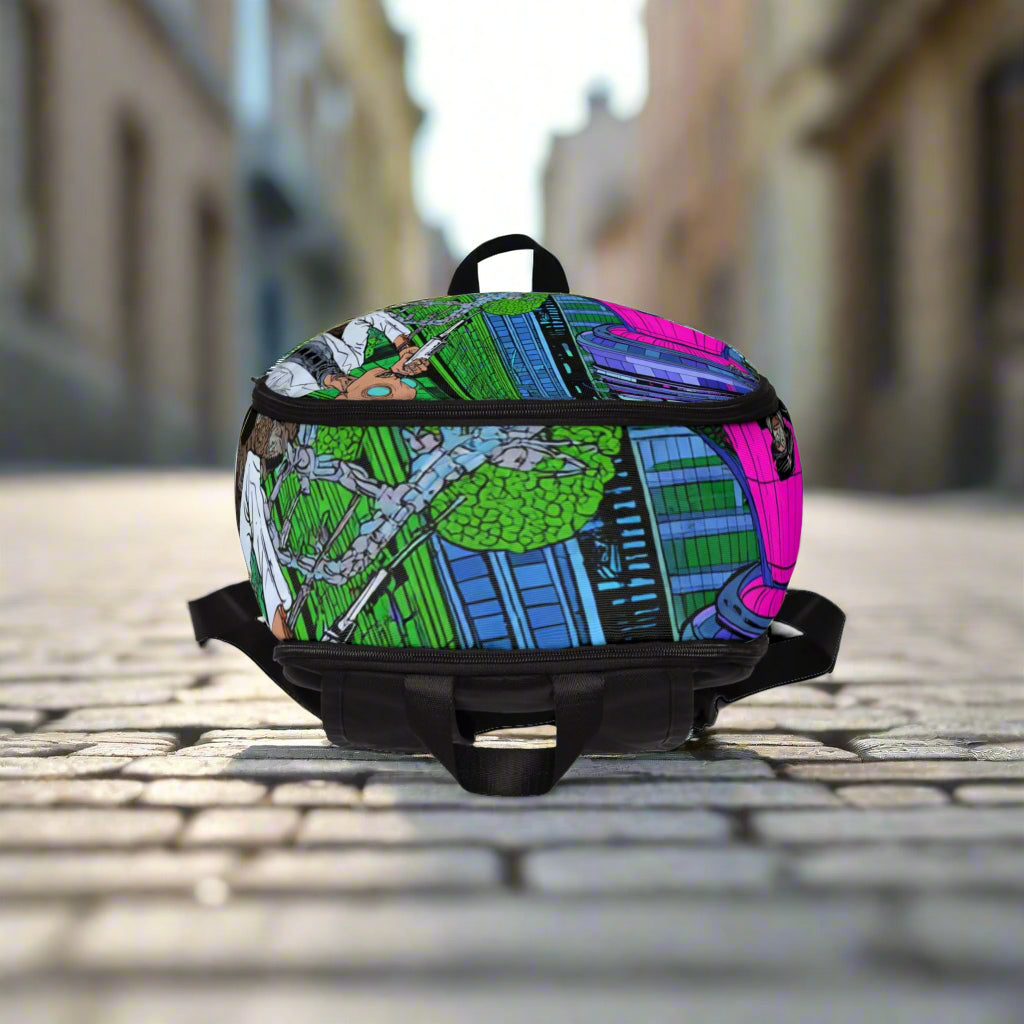 Alien DJ Unisex Fabric Backpack | Cool Graphic Bag for Music Lovers, Back to School, travel, Gift for Gamers, Unique Design