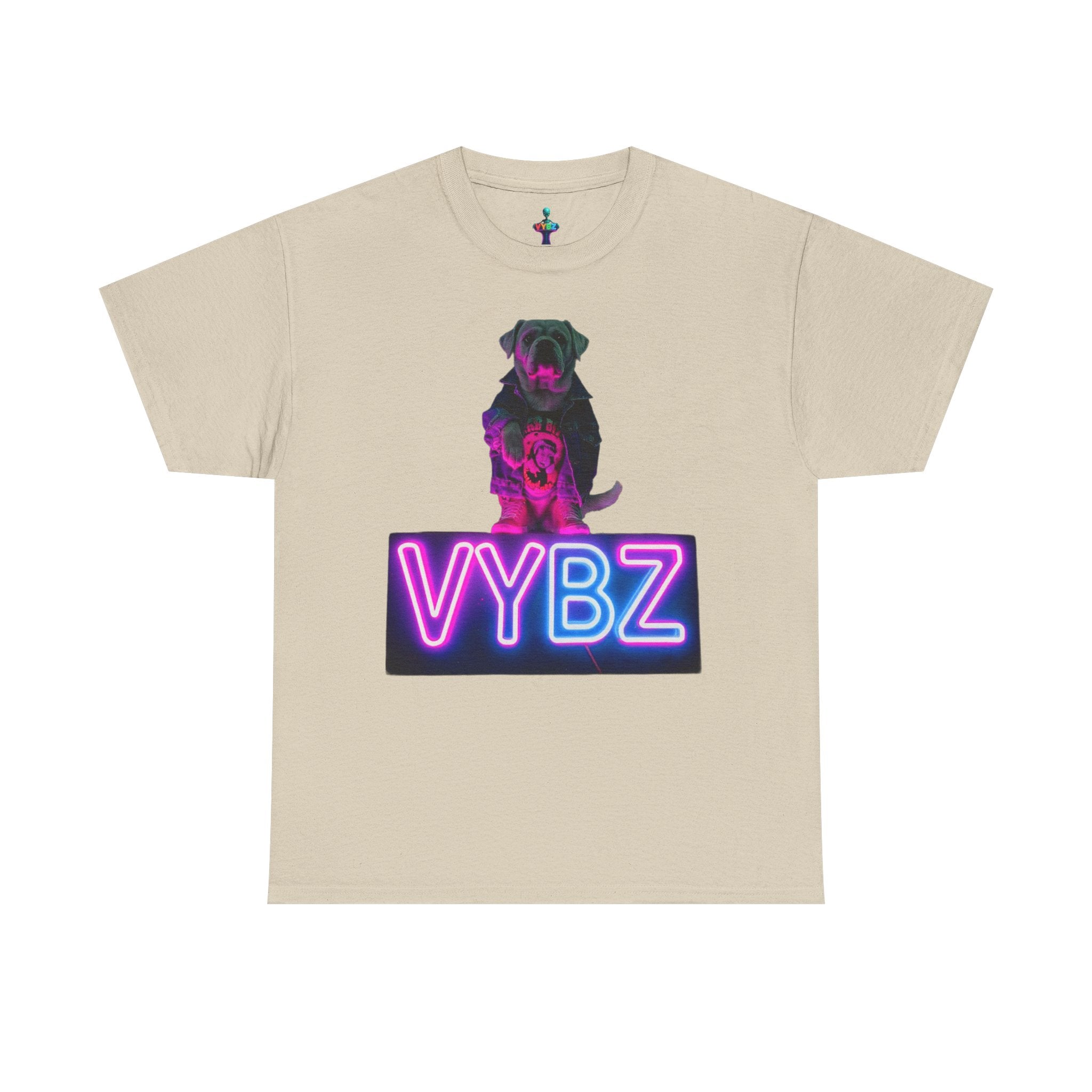 Neon Dog VYBZ Tee, Unisex Heavy Cotton T-Shirt, Casual Wear, Pet Lovers Gift, Streetwear Style, Dog Lover Apparel