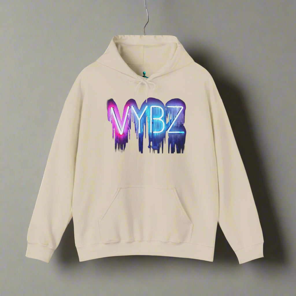 Vibrant VYBZ Unisex Hooded Sweatshirt, Trendy Streetwear, Layering Essential, Gift for Friends, Music Festival Outfit