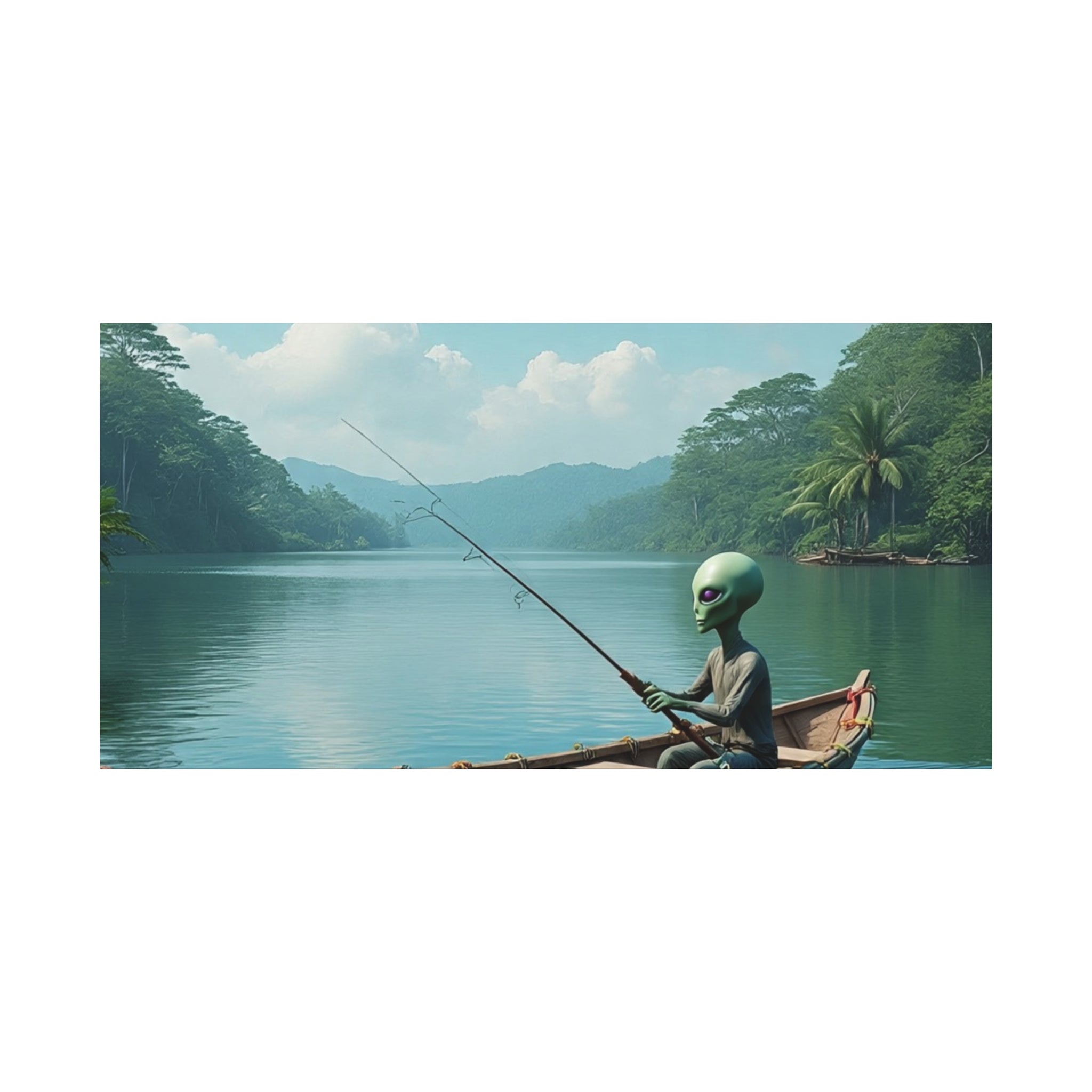 Alien Fishing Canvas Art